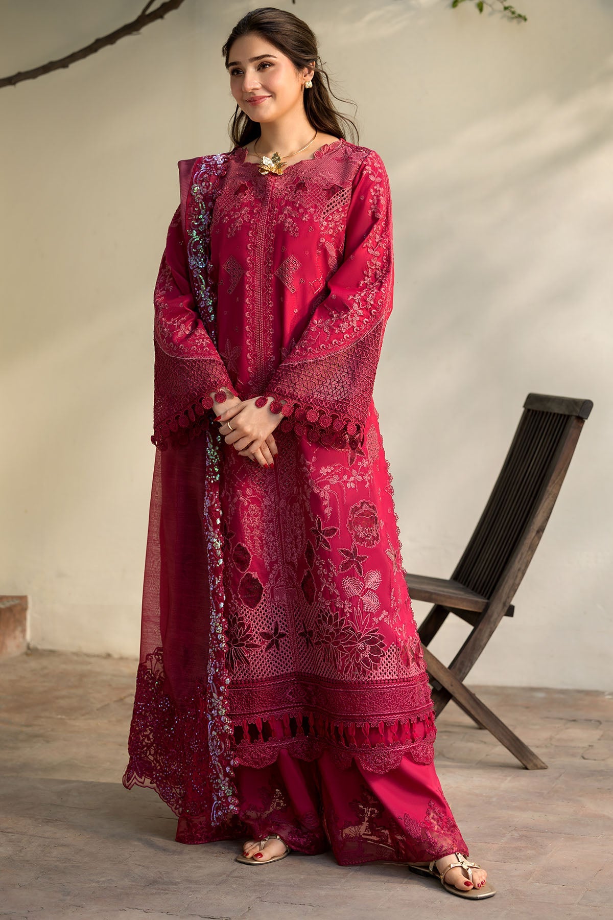 6121-UMBRIA EMBROIDERED LAWN STITCHED