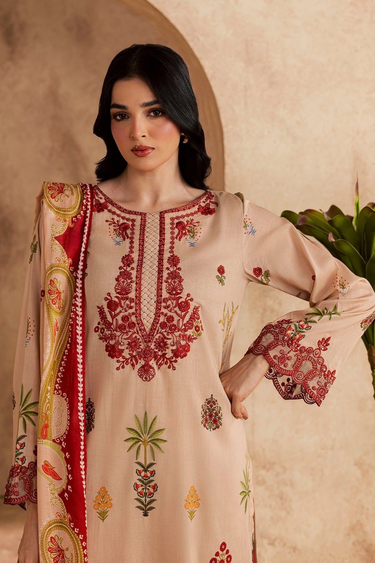 6152-ROSINA EMBROIDERED LAWN STITCHED