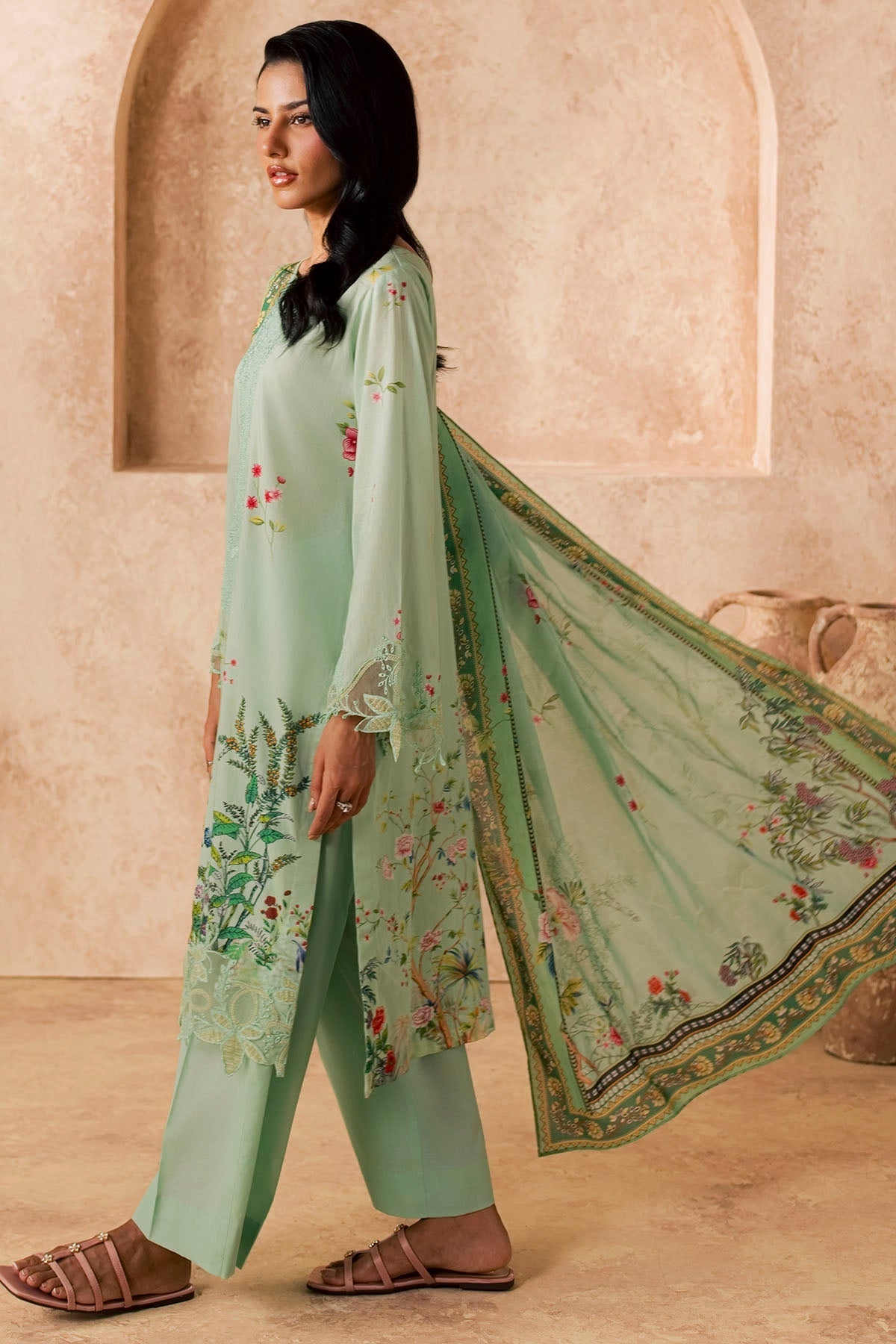 6155-LILA EMBROIDERED LAWN STITCHED