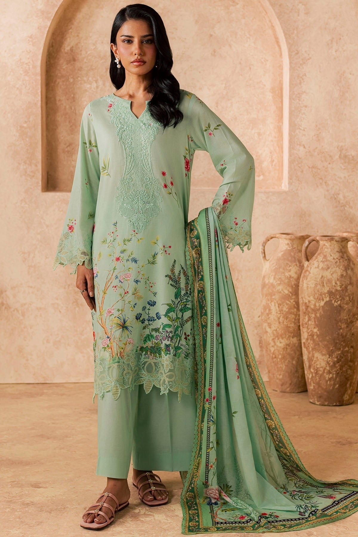 6155-LILA EMBROIDERED LAWN STITCHED