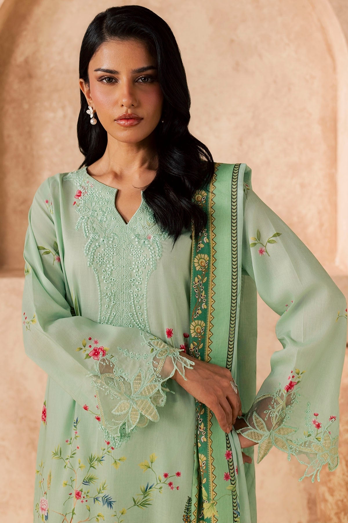 6155-LILA EMBROIDERED LAWN STITCHED