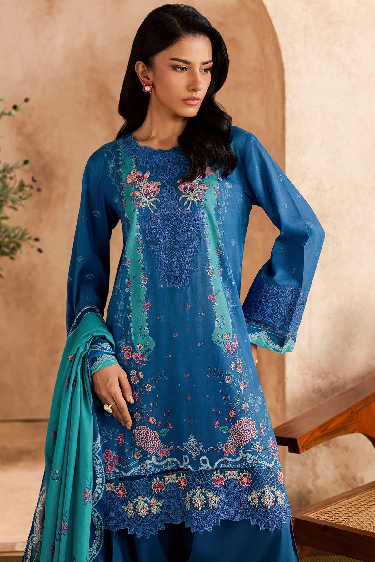 6156-ELIA EMBROIDERED LAWN STITCHED