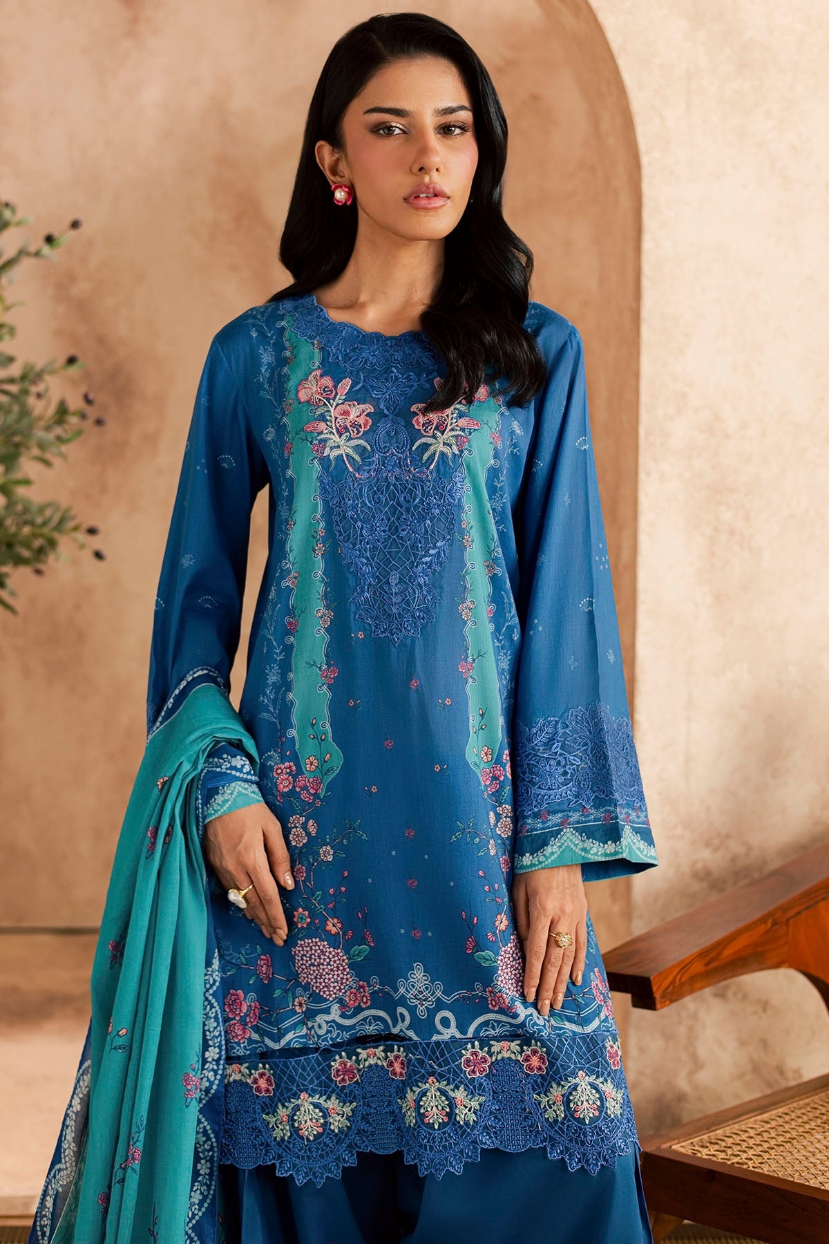 6156-ELIA EMBROIDERED LAWN STITCHED