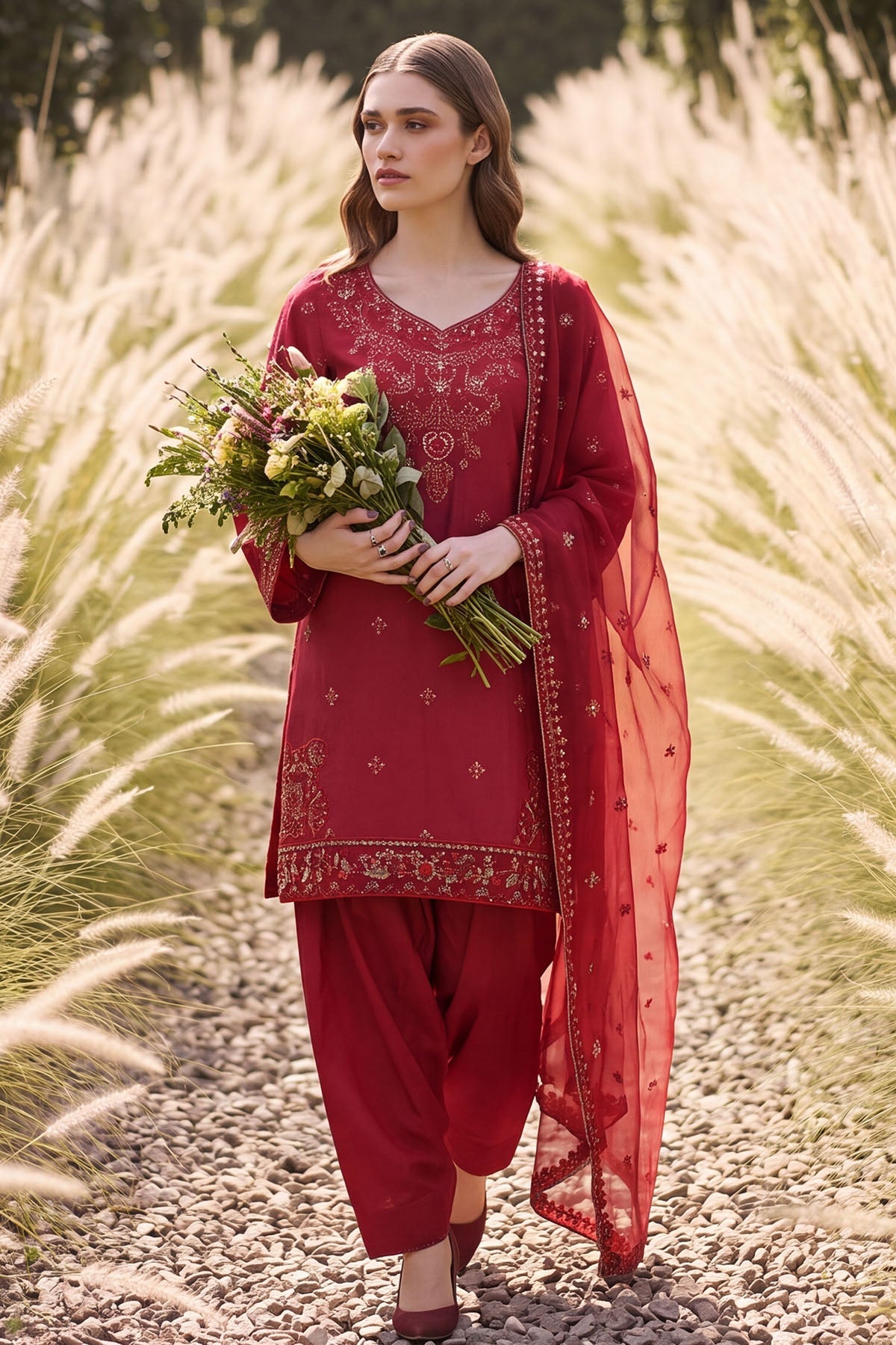 6178-ZYRA EMBROIDERED CAMBRIC STITCHED