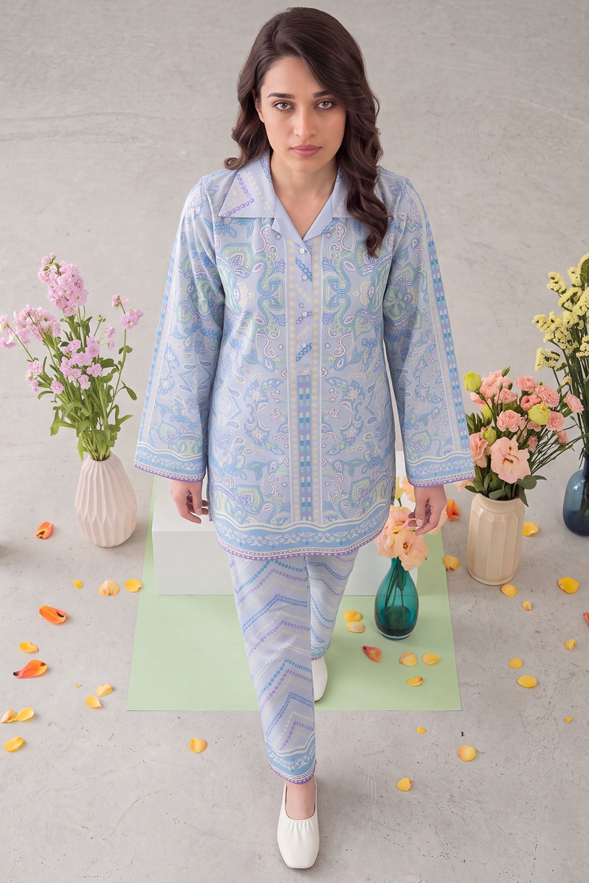 6205-SAIL DIGITAL PRINTED CAMBRIC STITCHED