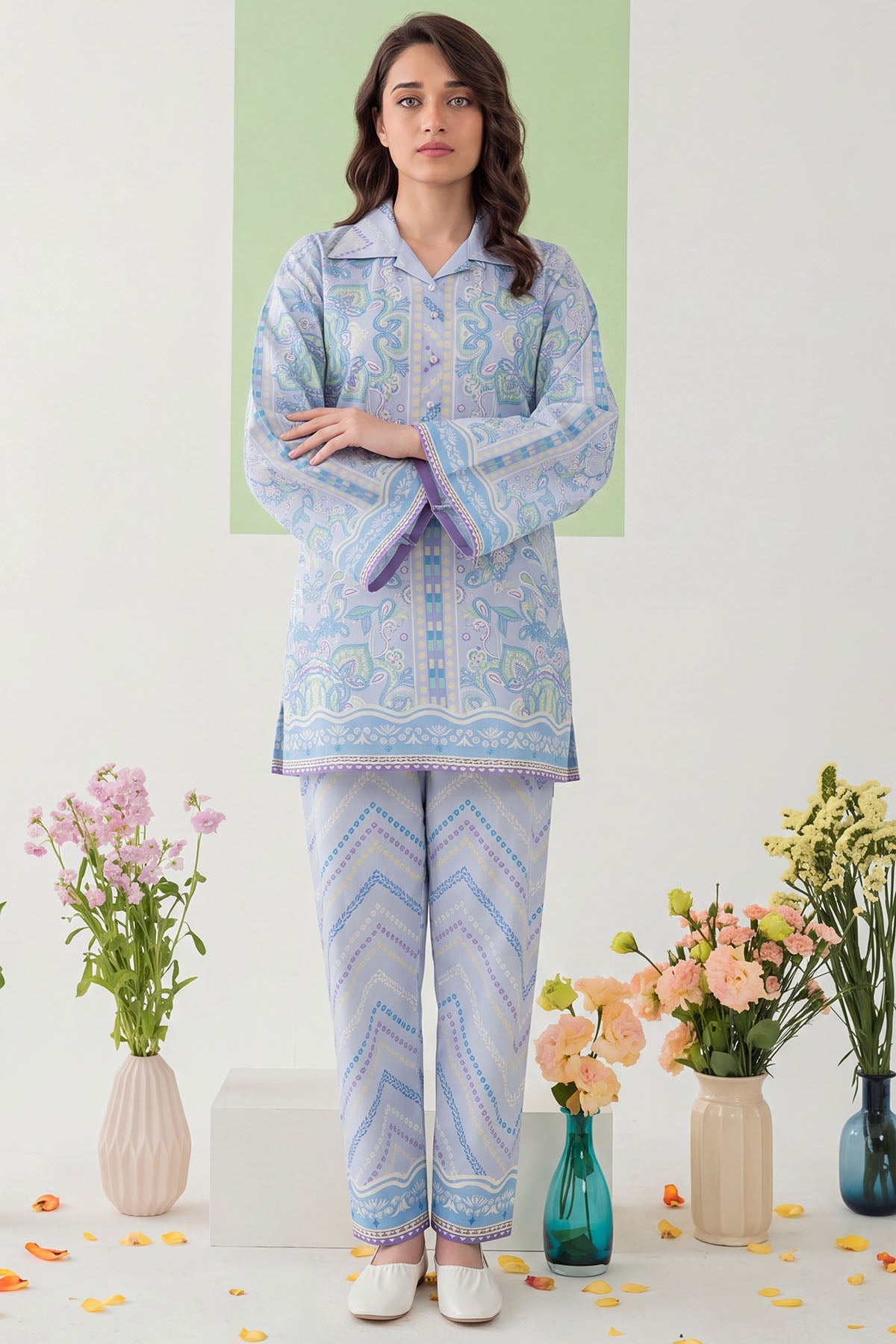 6205-SAIL DIGITAL PRINTED CAMBRIC STITCHED