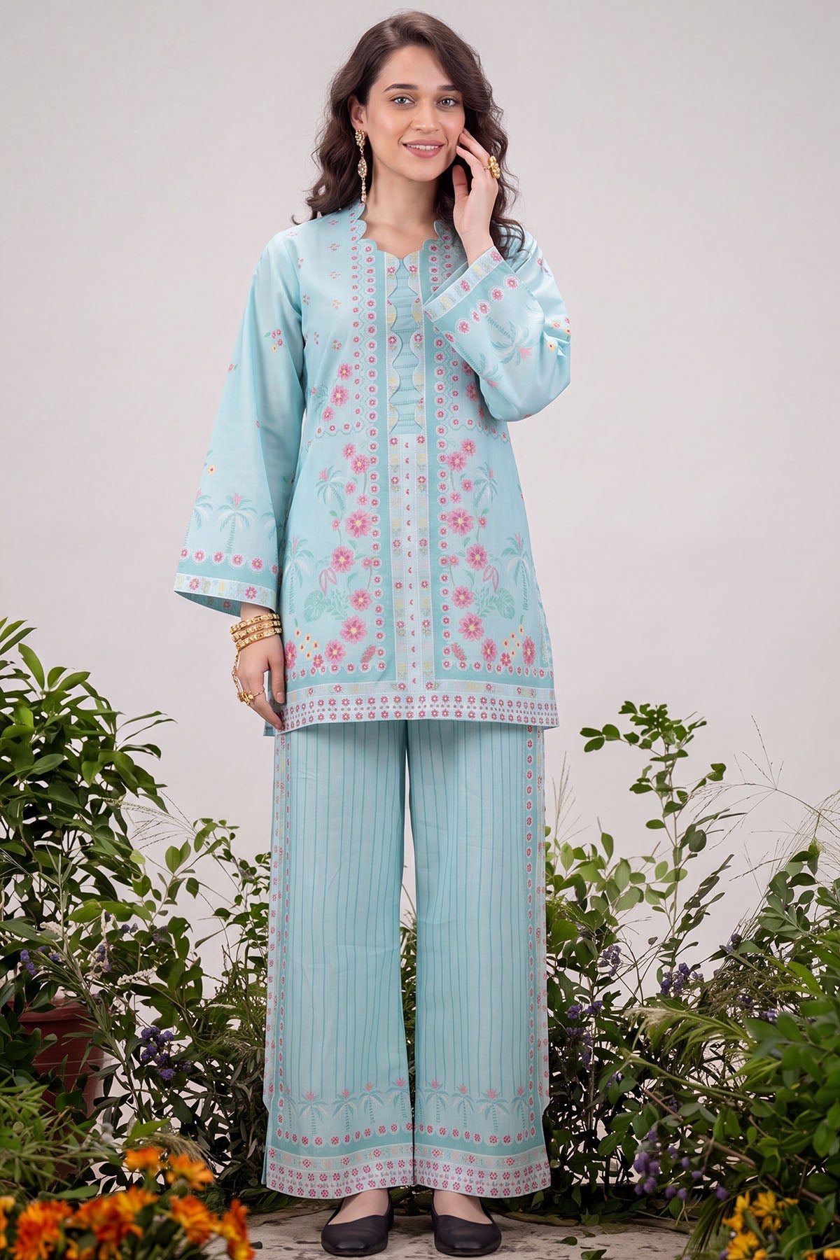 6209-BELLA DIGITAL PRINTED CAMBRIC STITCHED