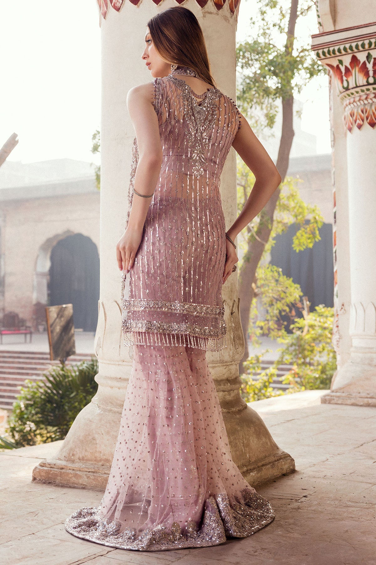 0002-MUSFIRAH HAND EMBELLISHED SILK NET STITCHED