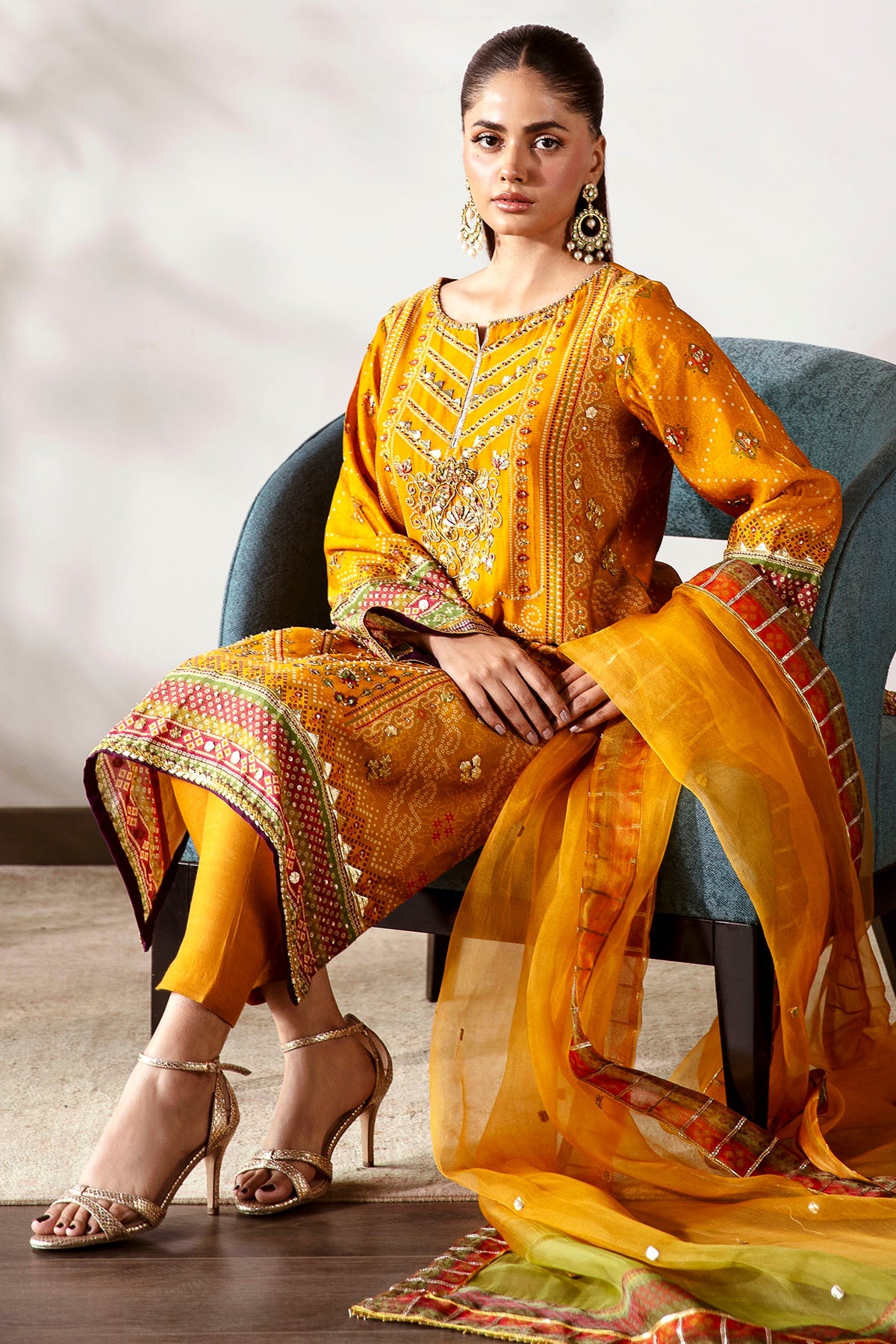 0027-ETHNIL DIGITAL PRINTED COTTON SILK STITCHED