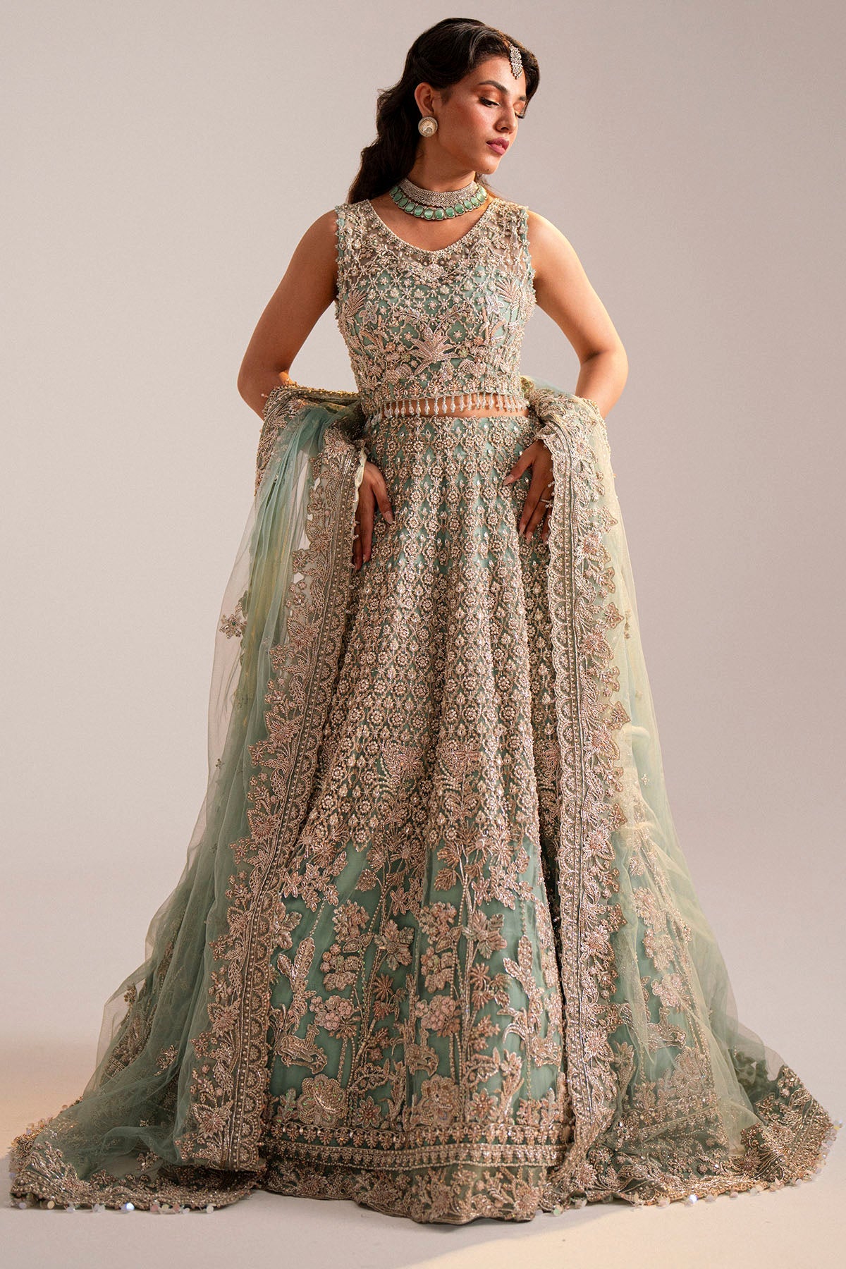 0034-JAHAN-ARA EMBROIDERED SILK NET STITCHED