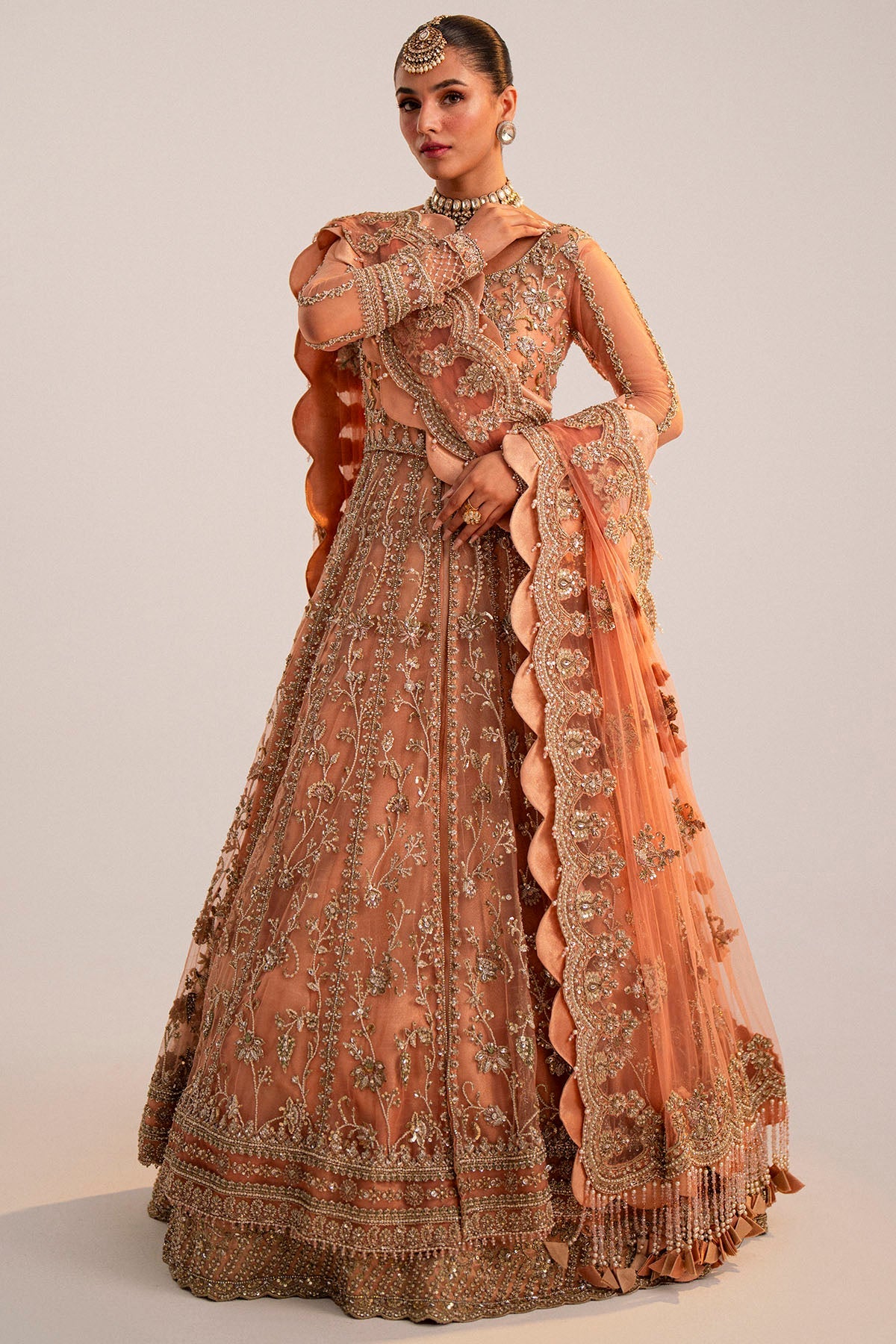 0035-ANARKALI EMBROIDERED SILK NET STITCHED