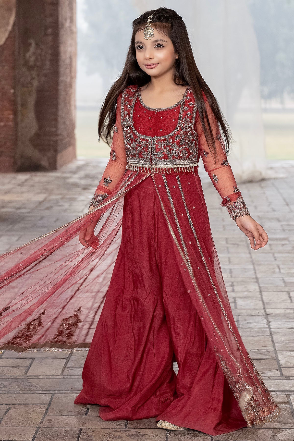 0037-RIA EMBROIDERED SILK NET STITCHED