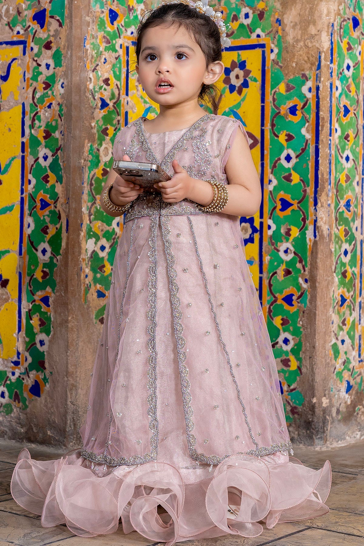 0041-NIA EMBROIDERED SILK NET STITCHED