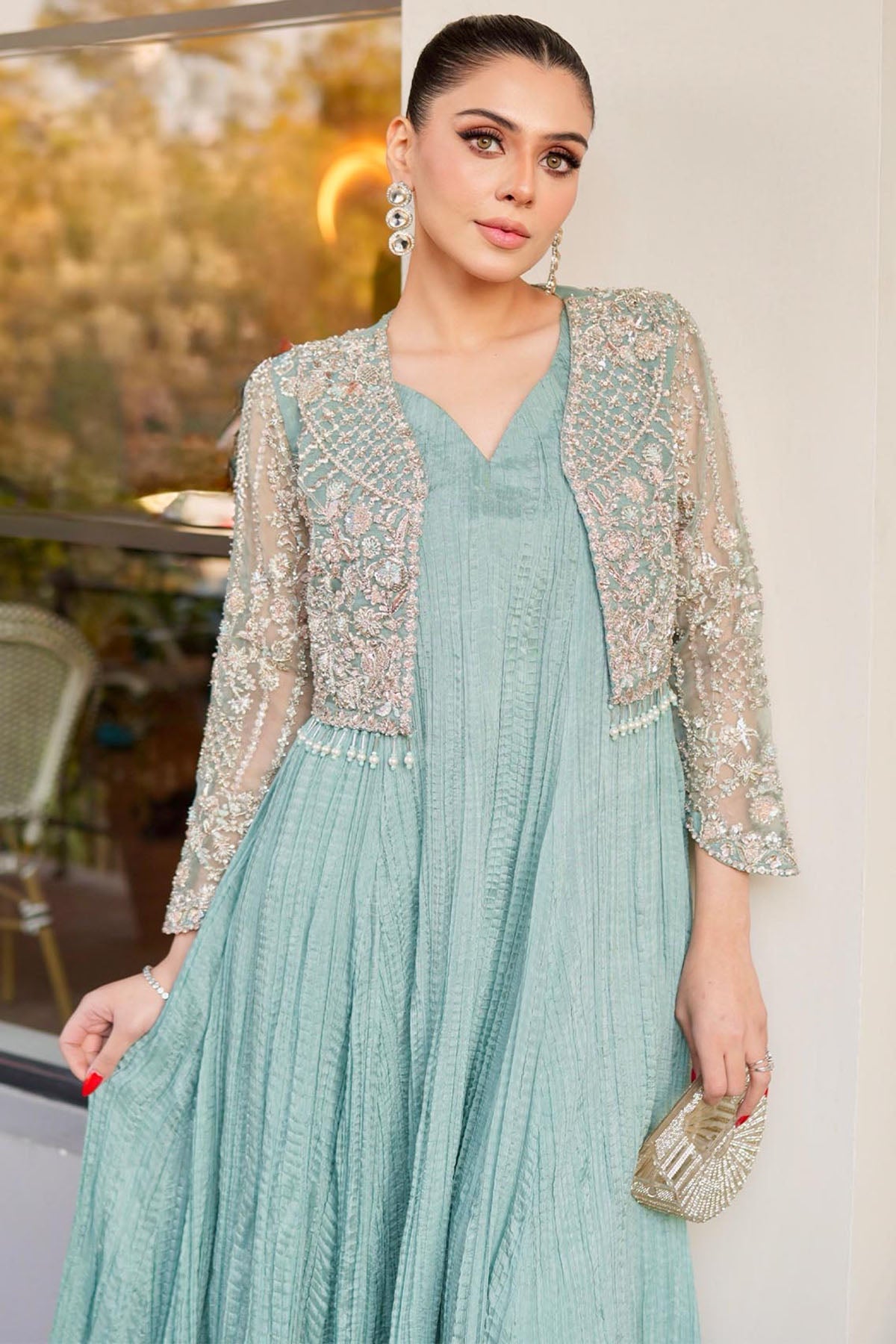 0055-ILLYANA EMBROIDERED SILK NET STITCHED