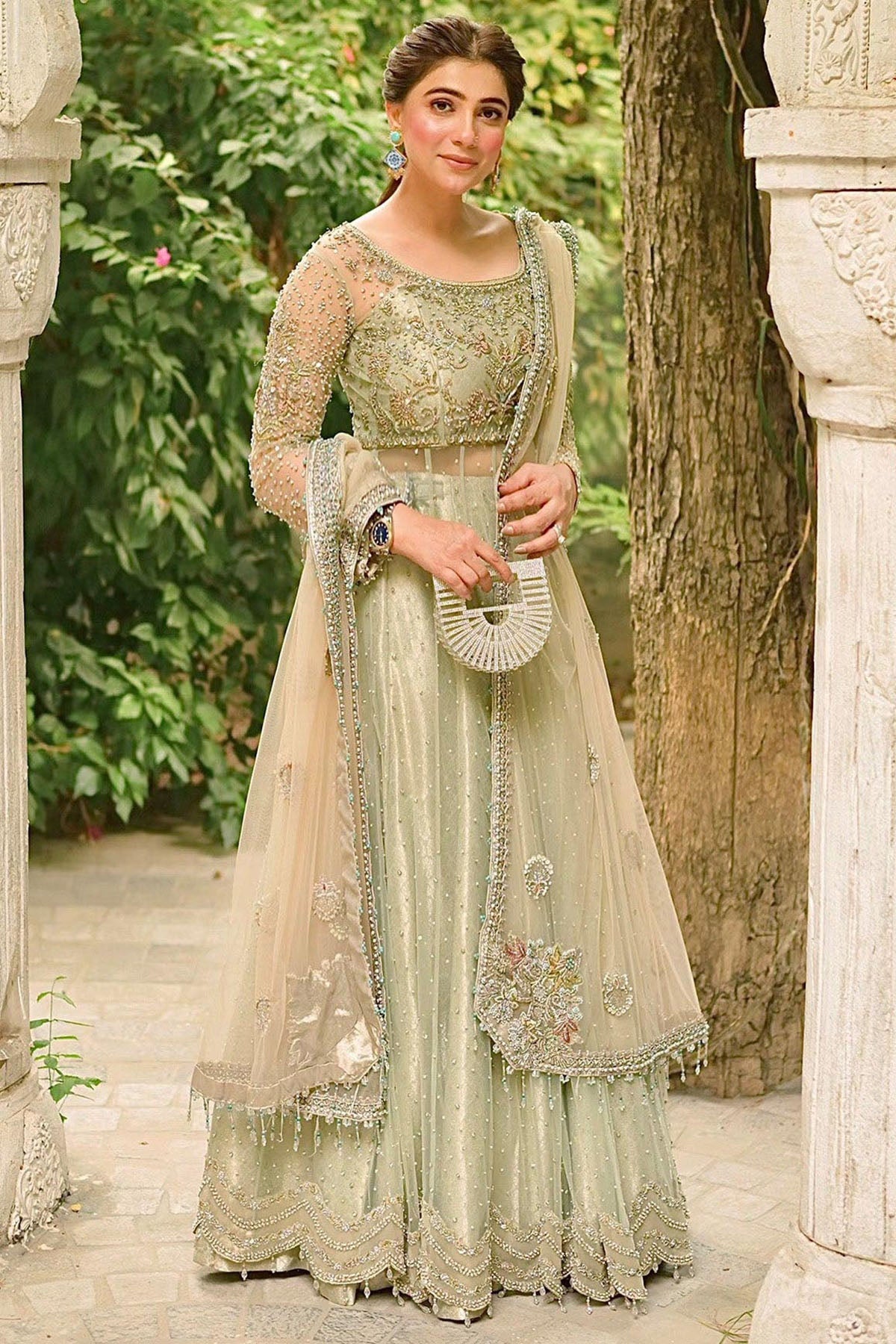 0066-CELINA EMBROIDERED SILK NET STITCHED