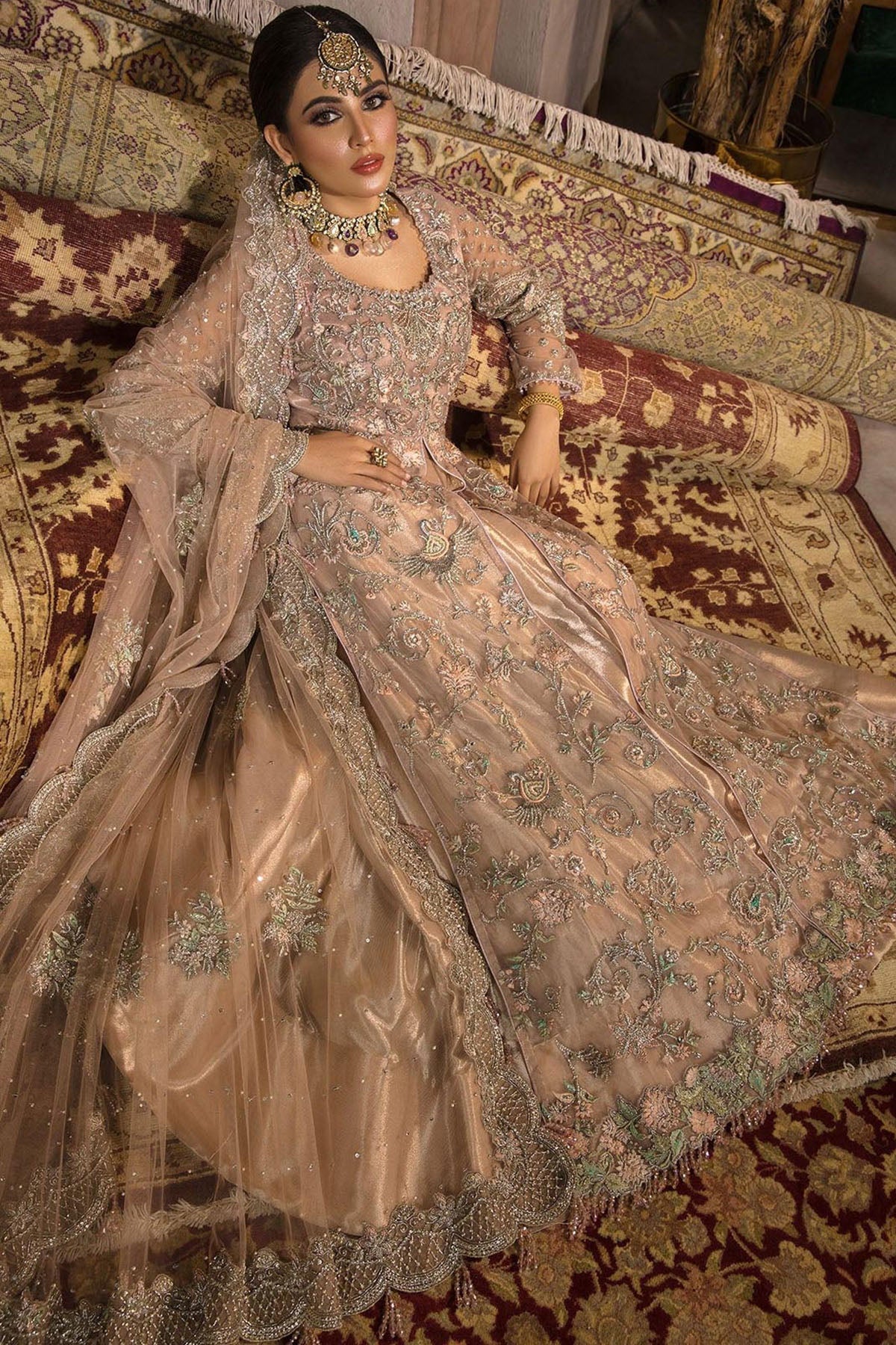 0069-GLITZY EMBROIDERED SILK NET STITCHED