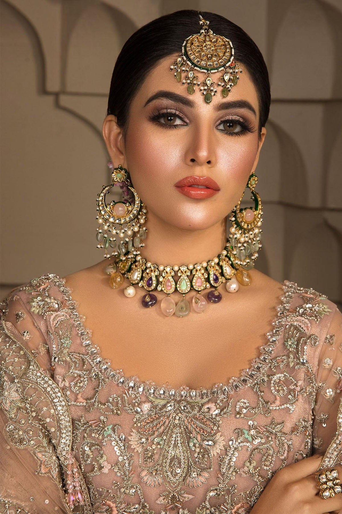 0069-GLITZY EMBROIDERED SILK NET STITCHED