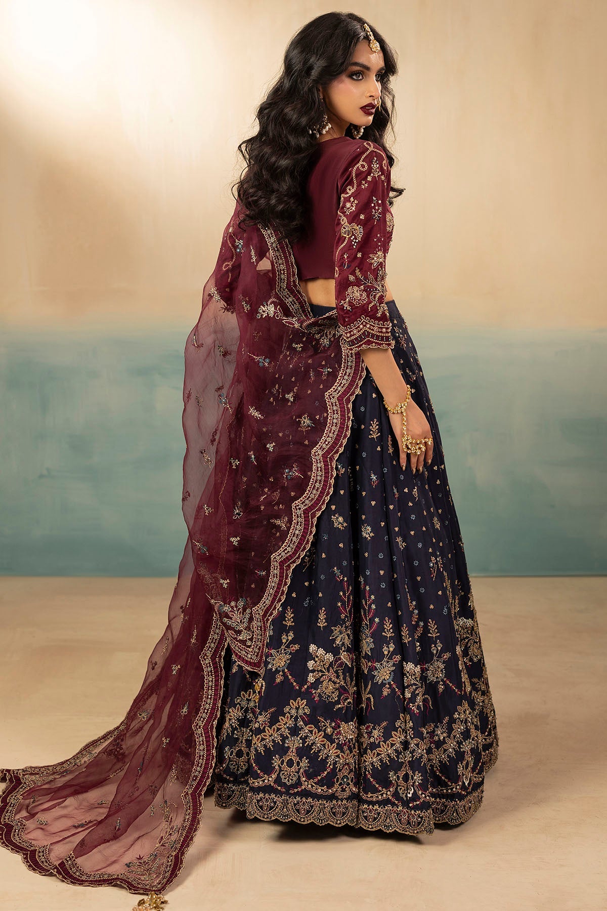 0071-LEENA HAND EMBELLISHED SILK STITCHED