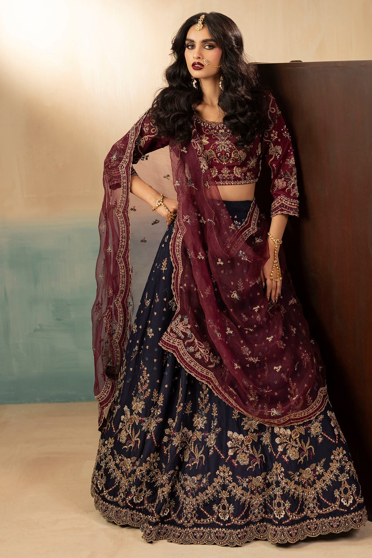 0071-LEENA HAND EMBELLISHED SILK STITCHED