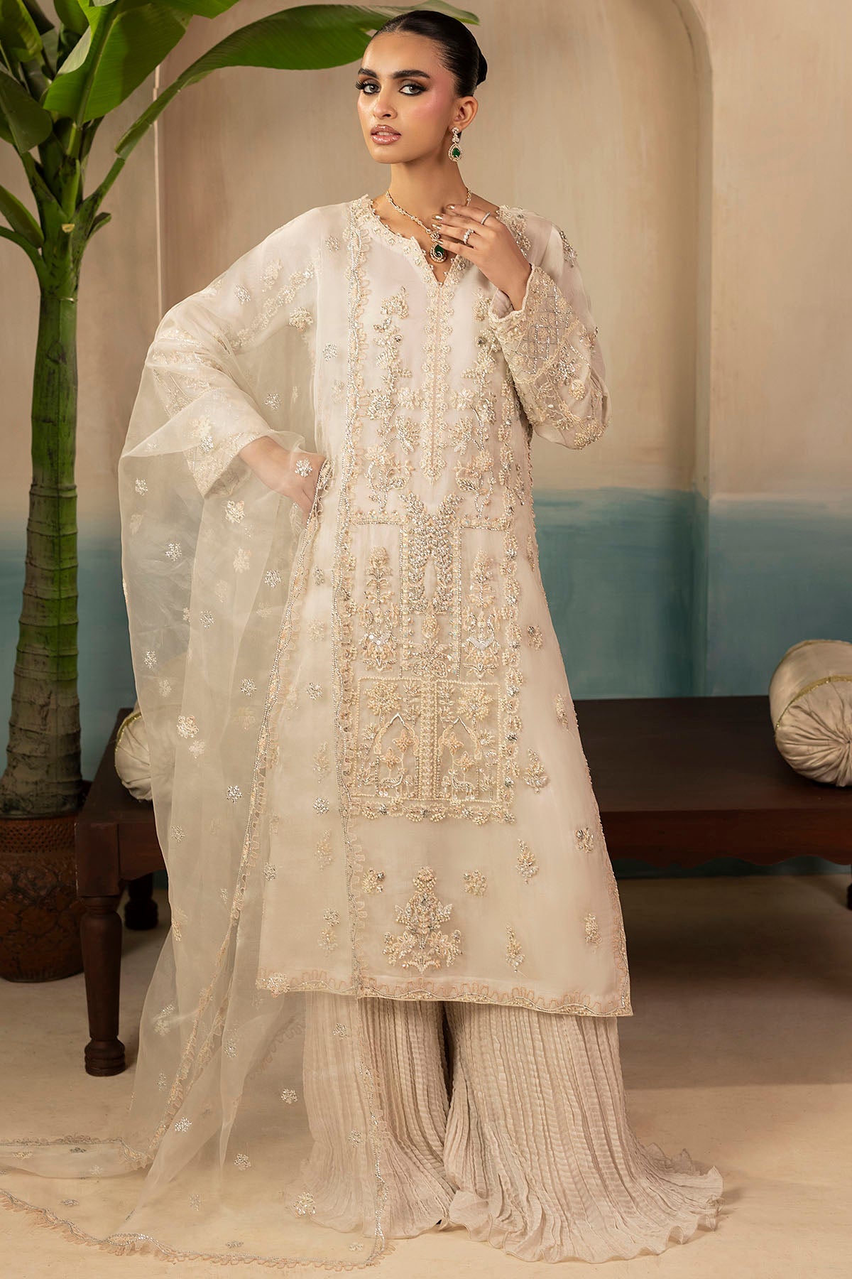 0073-AILA EMBROIDERED ORGANZA STITCHED