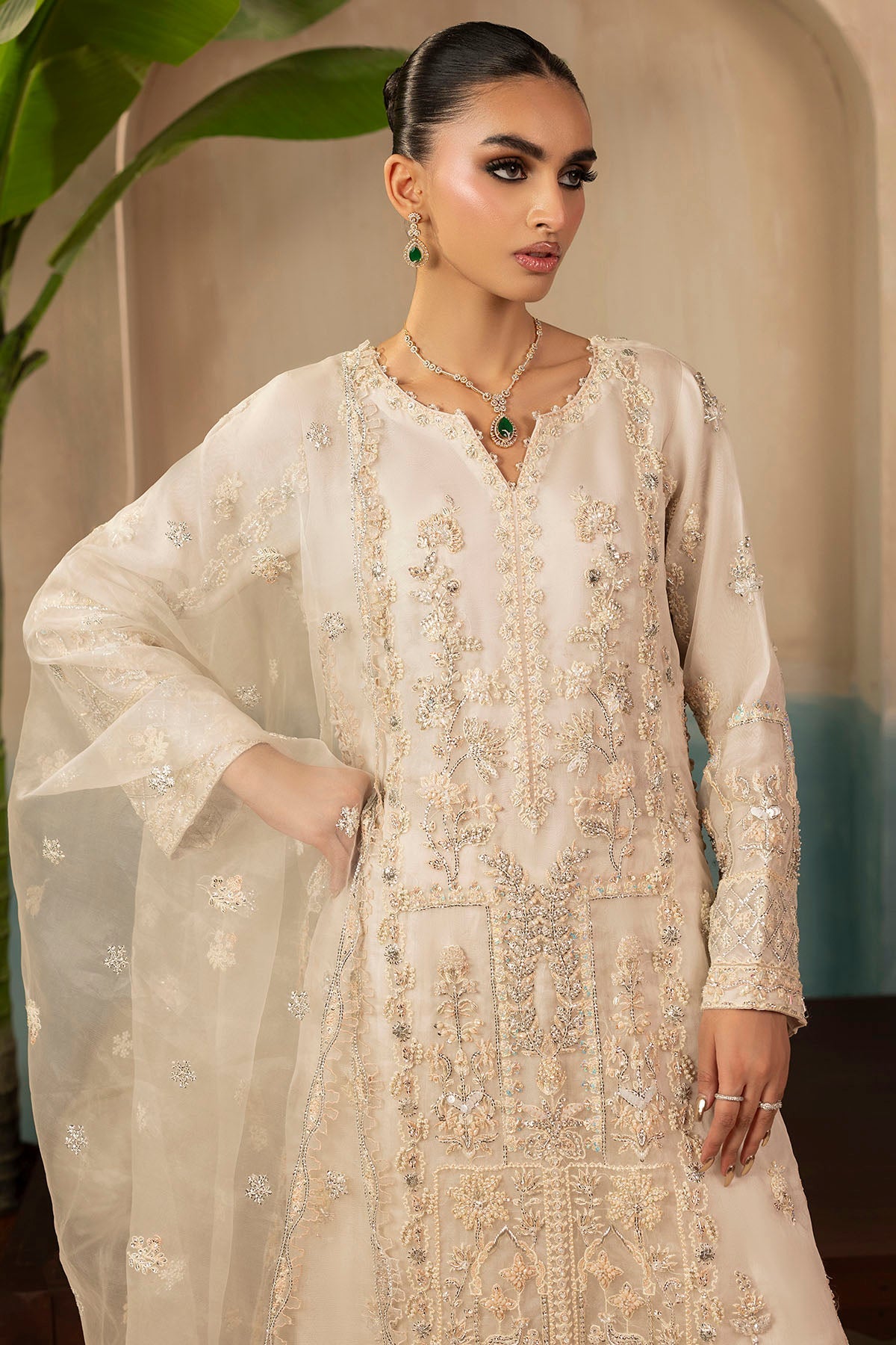 0073-AILA EMBROIDERED ORGANZA STITCHED