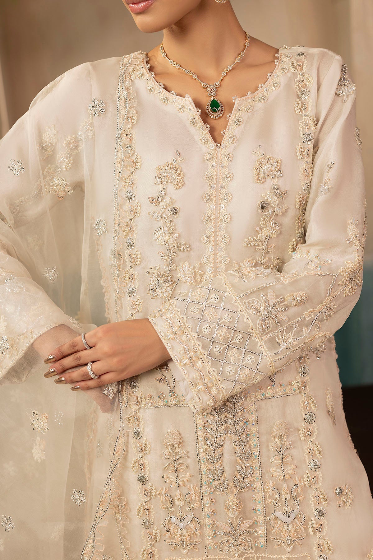 0073-AILA EMBROIDERED ORGANZA STITCHED