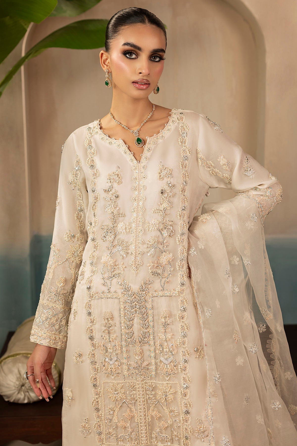 0073-AILA EMBROIDERED ORGANZA STITCHED