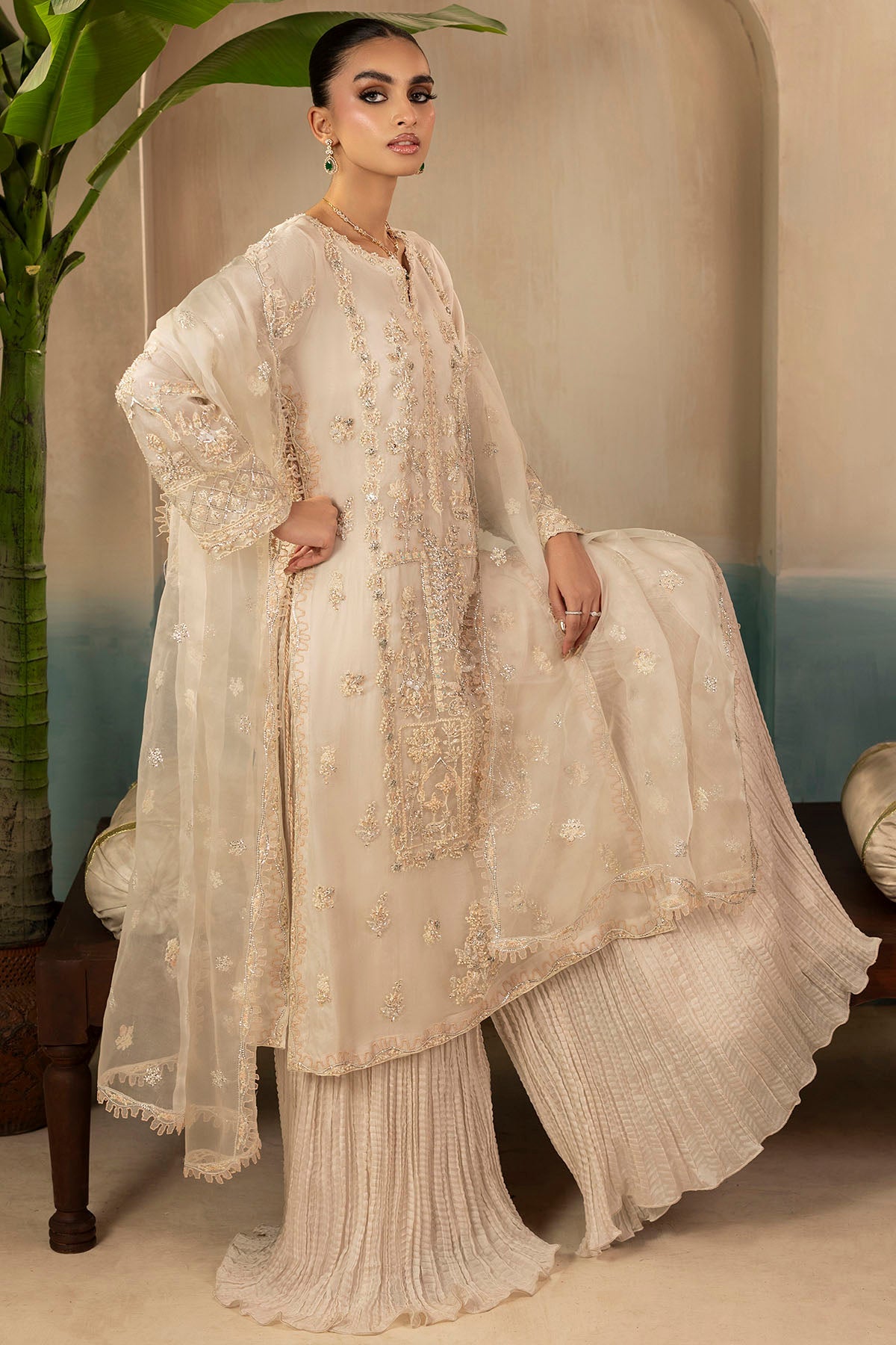 0073-AILA EMBROIDERED ORGANZA STITCHED