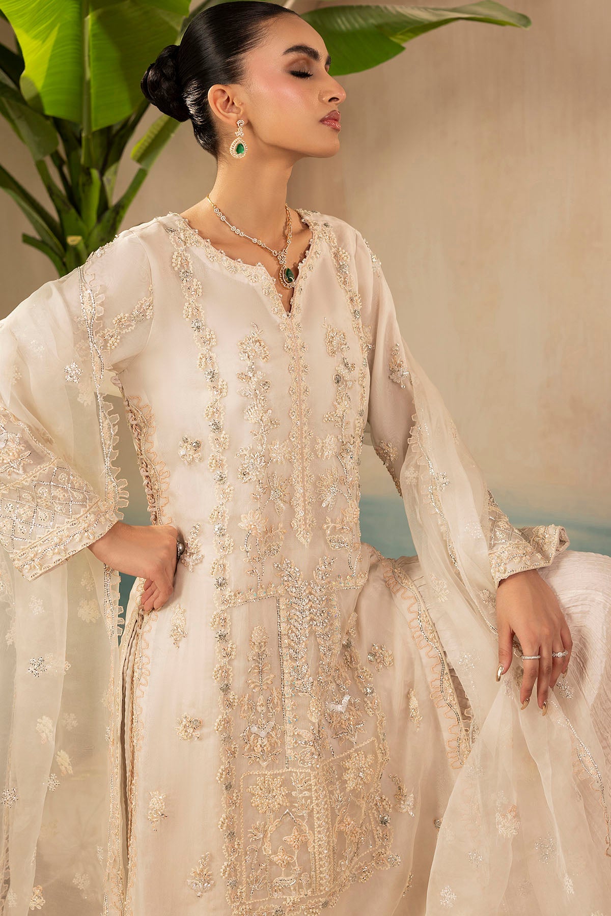 0073-AILA EMBROIDERED ORGANZA STITCHED