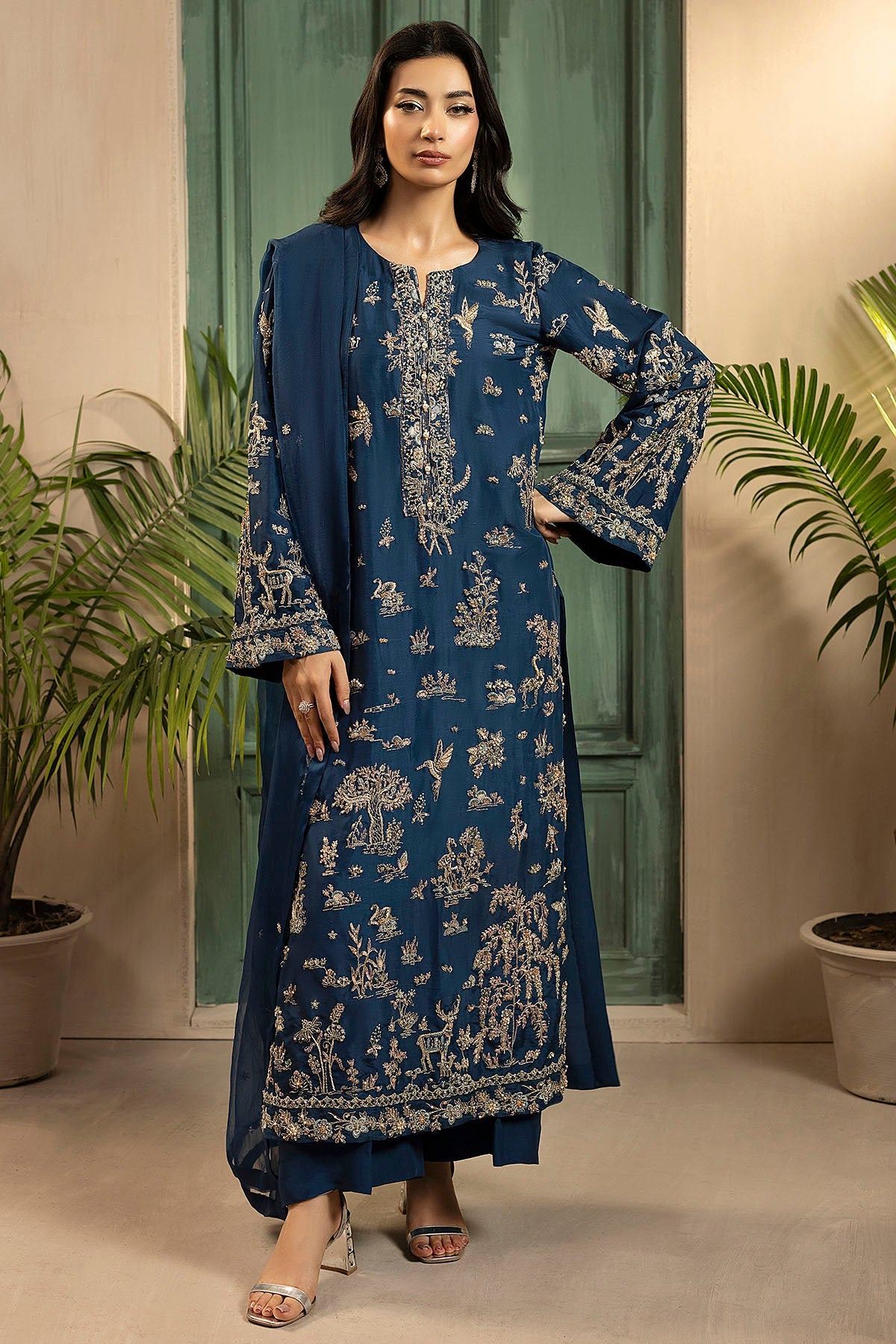 0074-AFSANA HAND EMBELLISHED SILK STITCHED