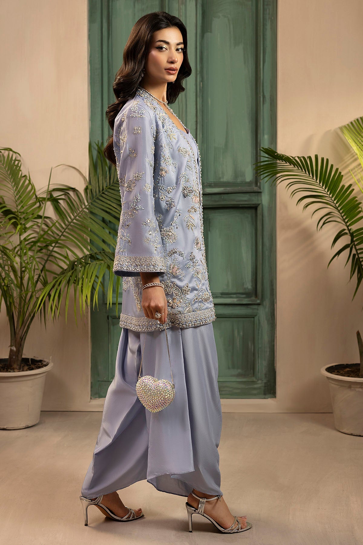 0075-MAHVEEN HAND EMBELLISHED SEESHA SILK STITCHED