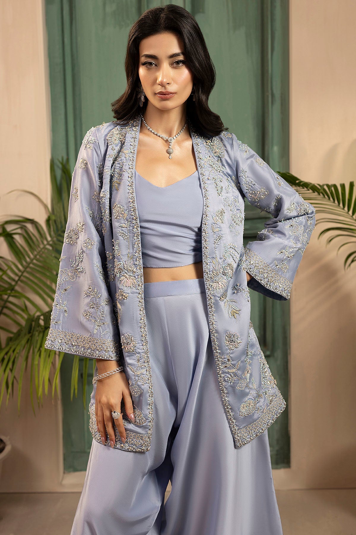 0075-MAHVEEN HAND EMBELLISHED SEESHA SILK STITCHED