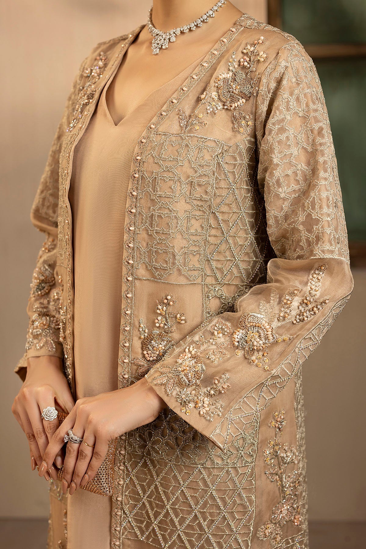0076-ARISHA EMBROIDERED ORGANZA STITCHED