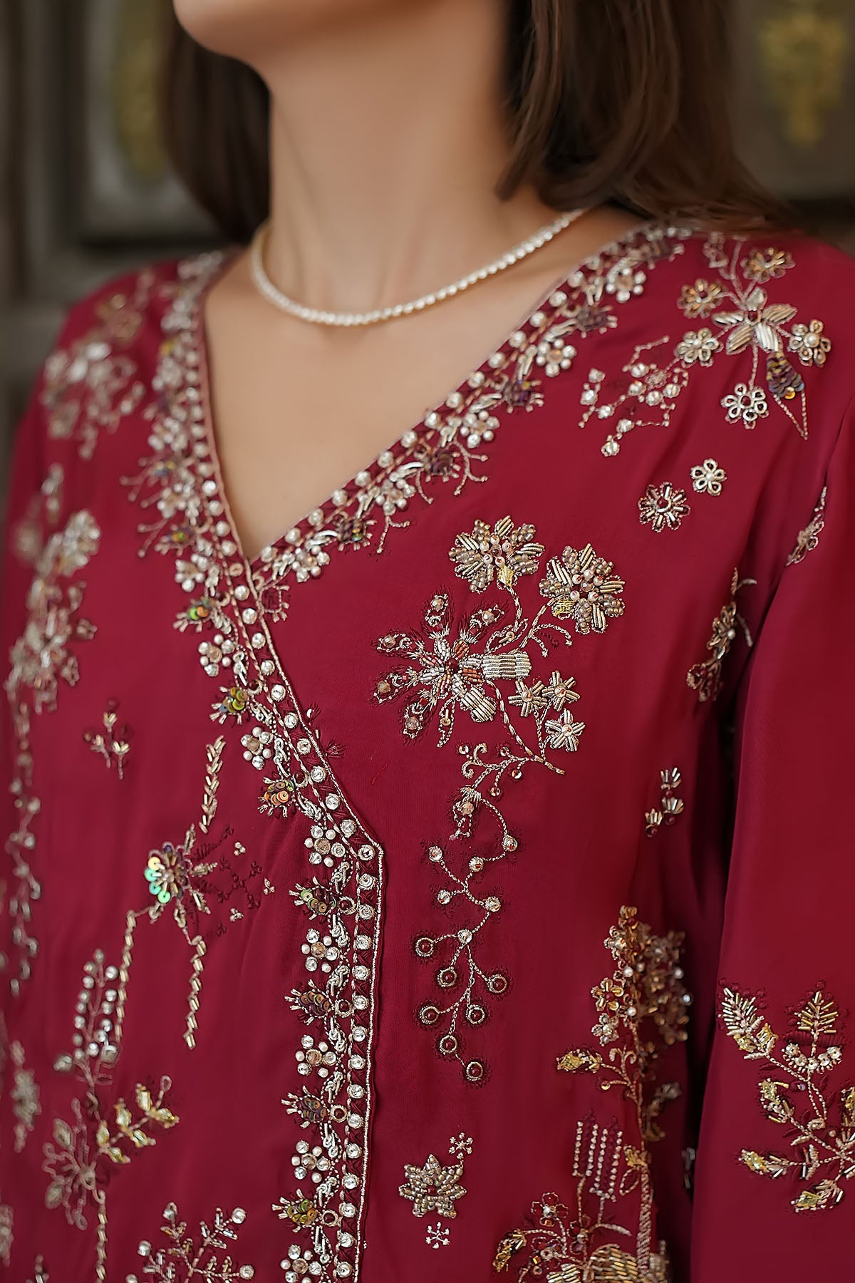 0077-RANIYAH HAND EMBELLISHED SILK STITCHED