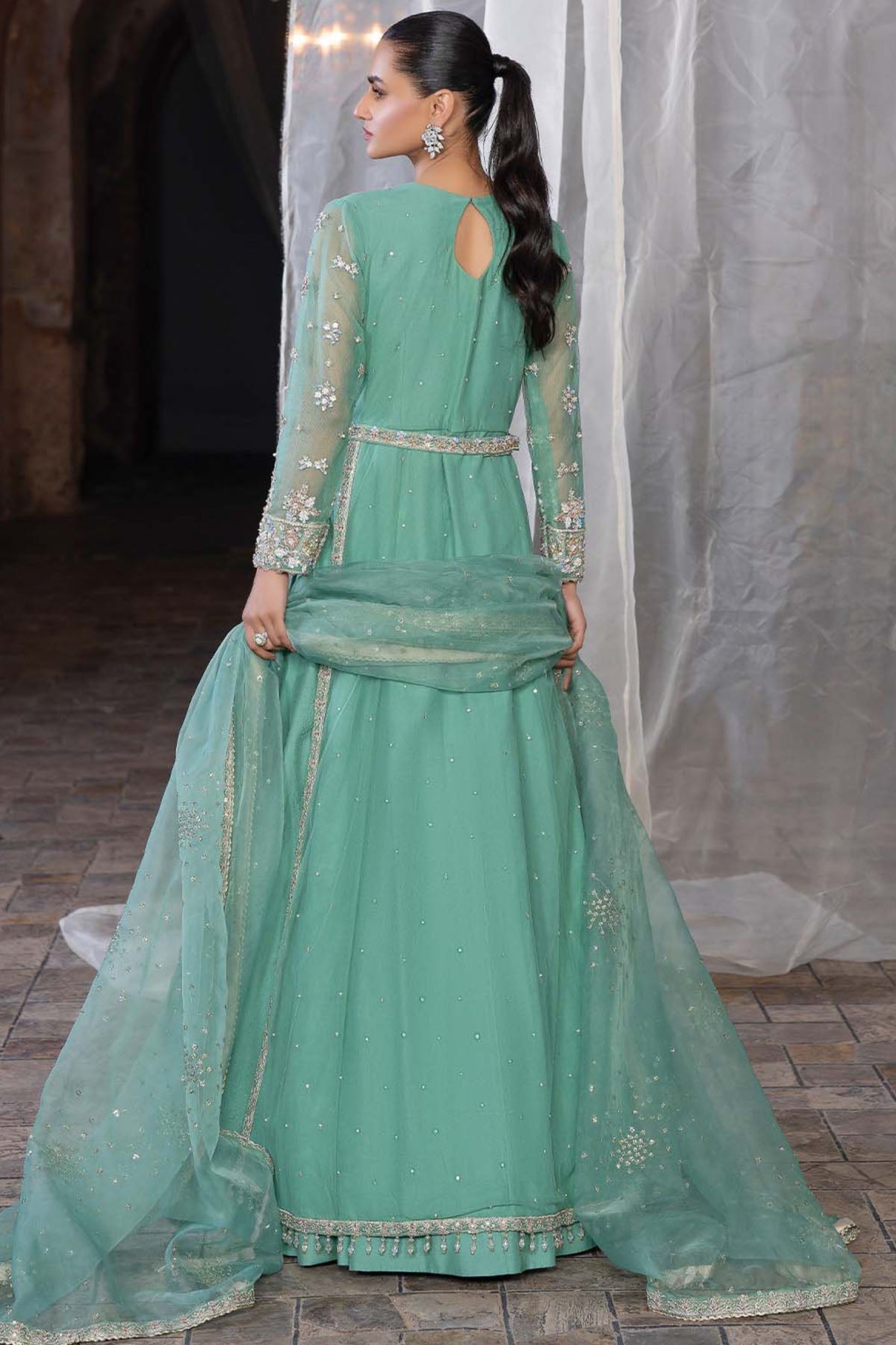 0082-MEADOW EMBROIDERED SILK NET STITCHED