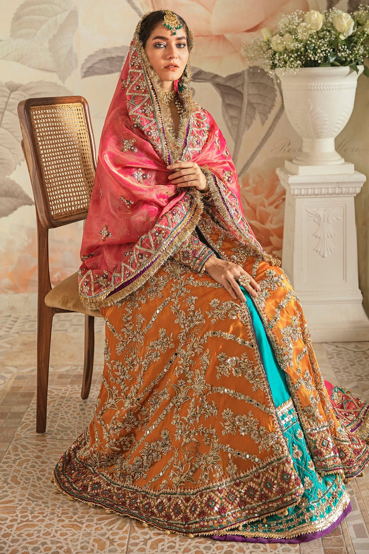 0090-FLORENCE HAND EMBELLISHED SILK NET STITCHED
