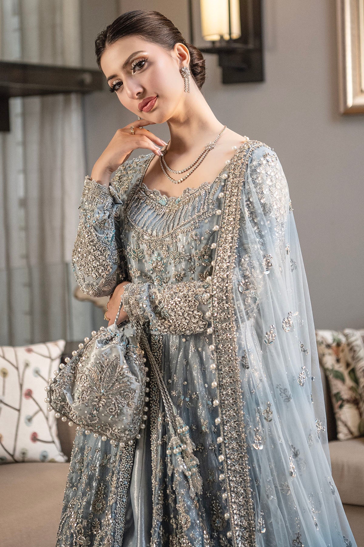0091-SERENFIPITY HAND EMBELLISHED SILK NET STITCHED