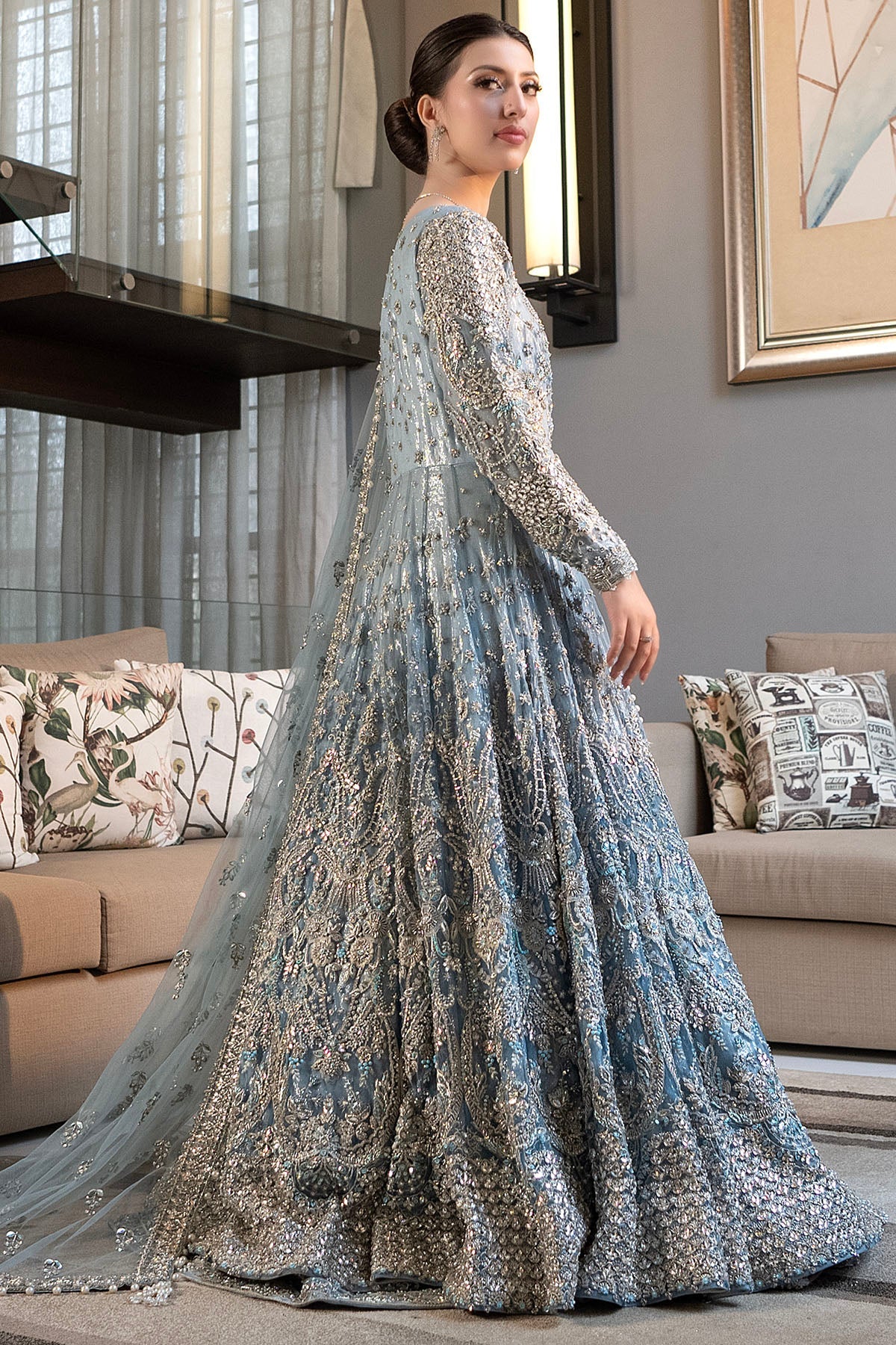 0091-SERENFIPITY HAND EMBELLISHED SILK NET STITCHED