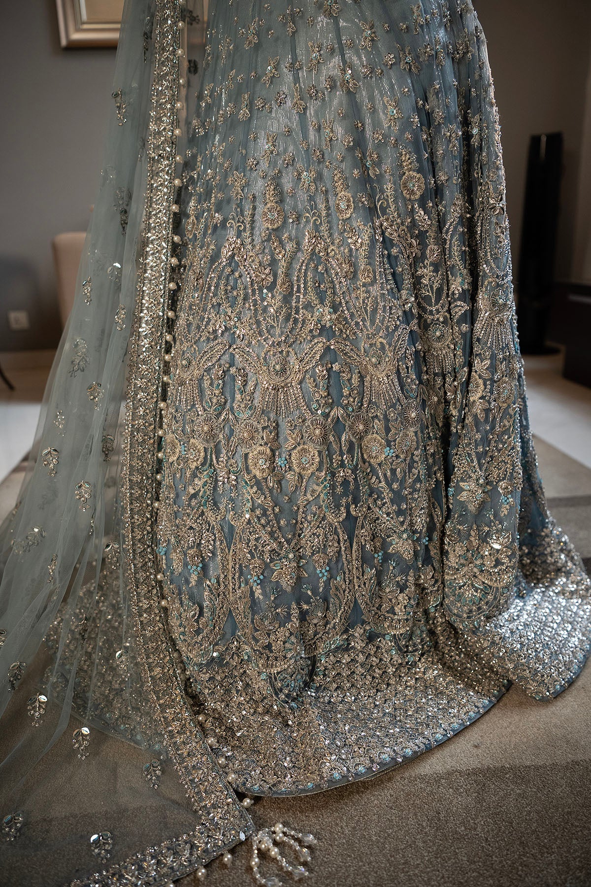 0091-SERENFIPITY HAND EMBELLISHED SILK NET STITCHED