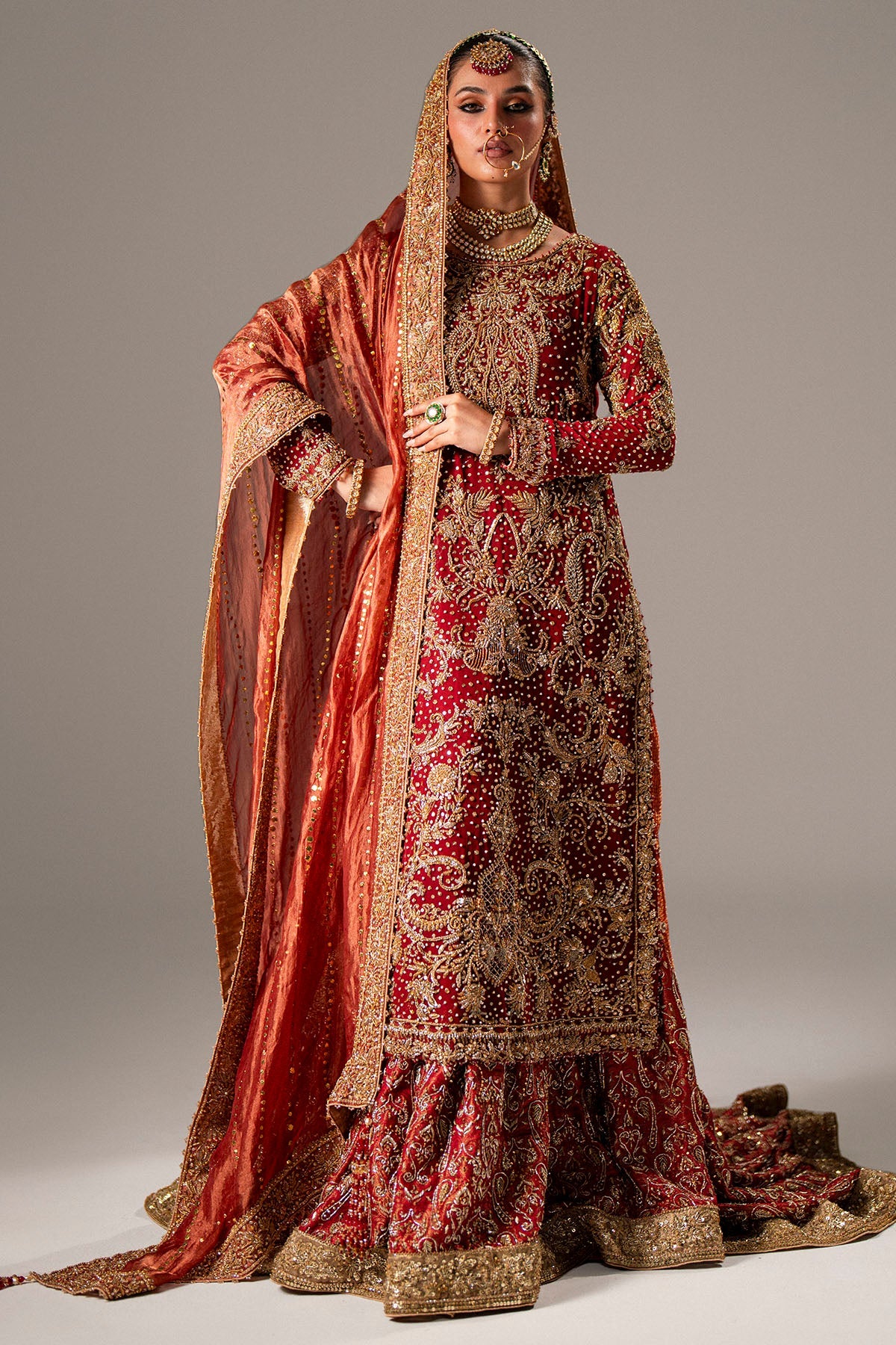 0093-JODHA EMBROIDERED CHIFFON STITCHED