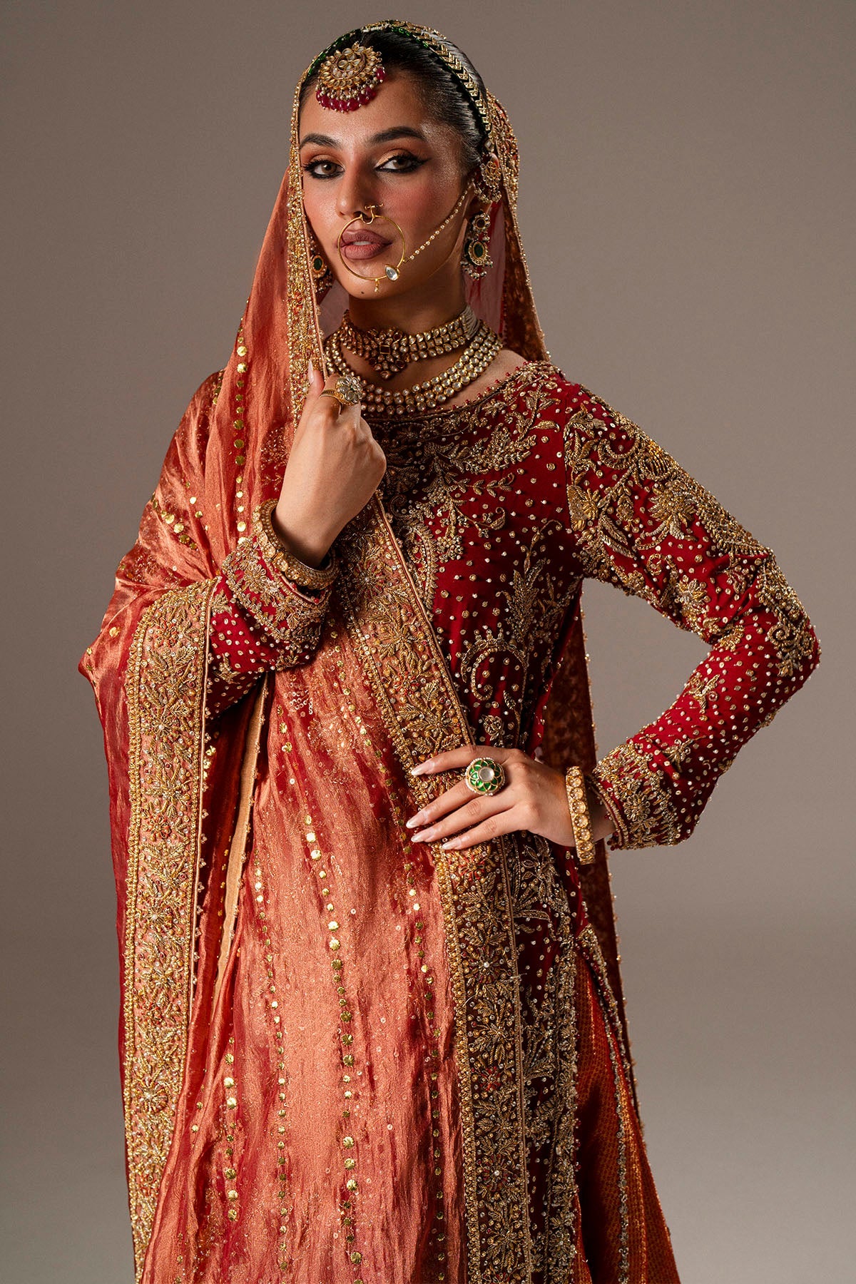 0093-JODHA EMBROIDERED CHIFFON STITCHED
