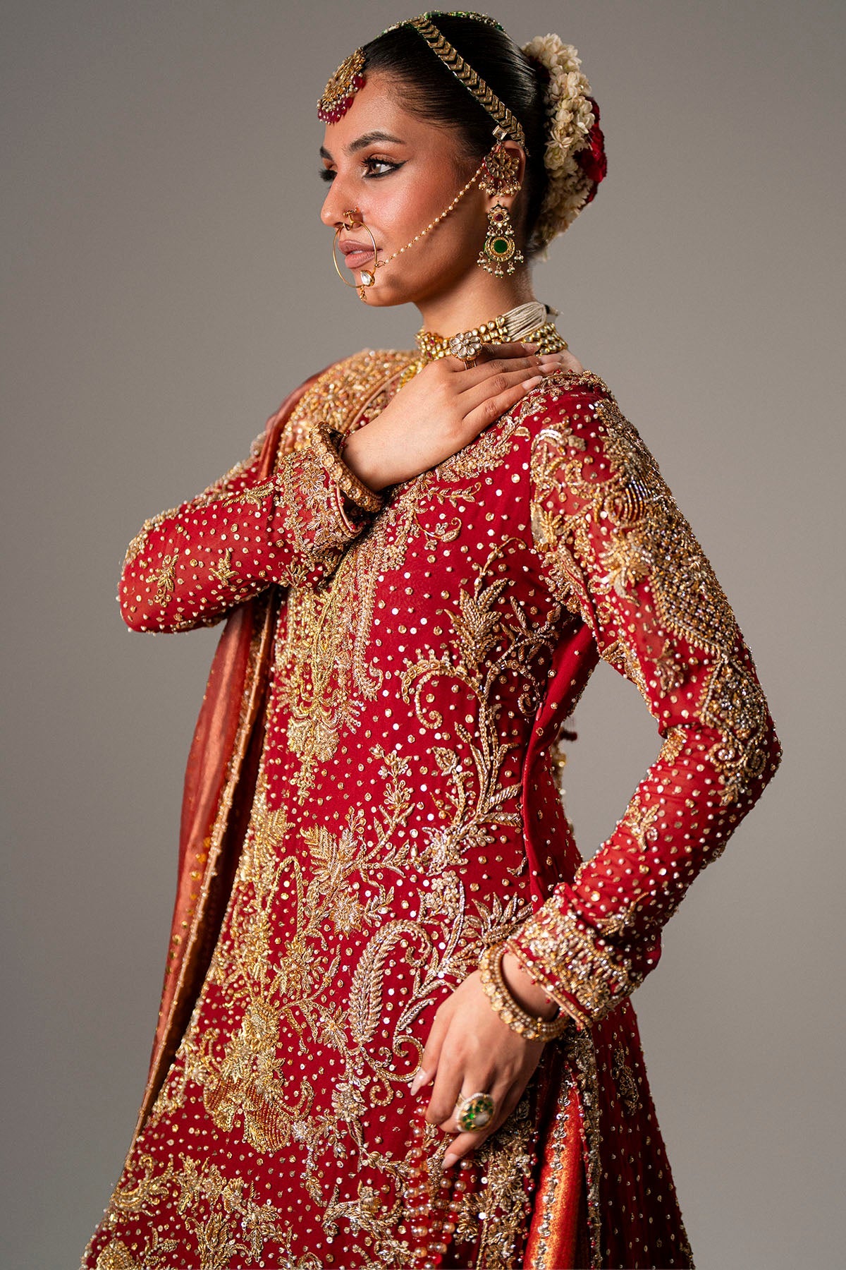 0093-JODHA EMBROIDERED CHIFFON STITCHED