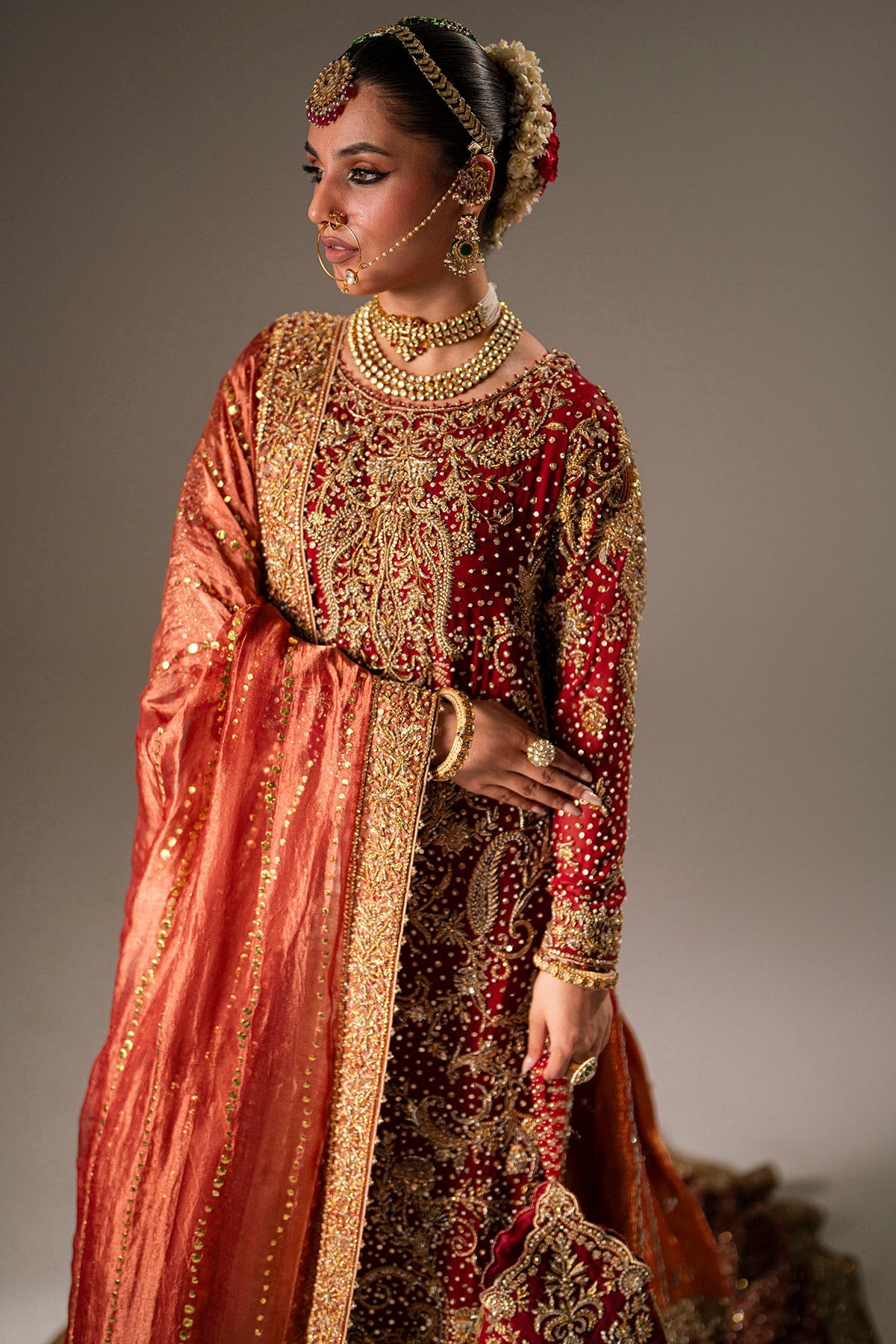 0093-JODHA EMBROIDERED CHIFFON STITCHED