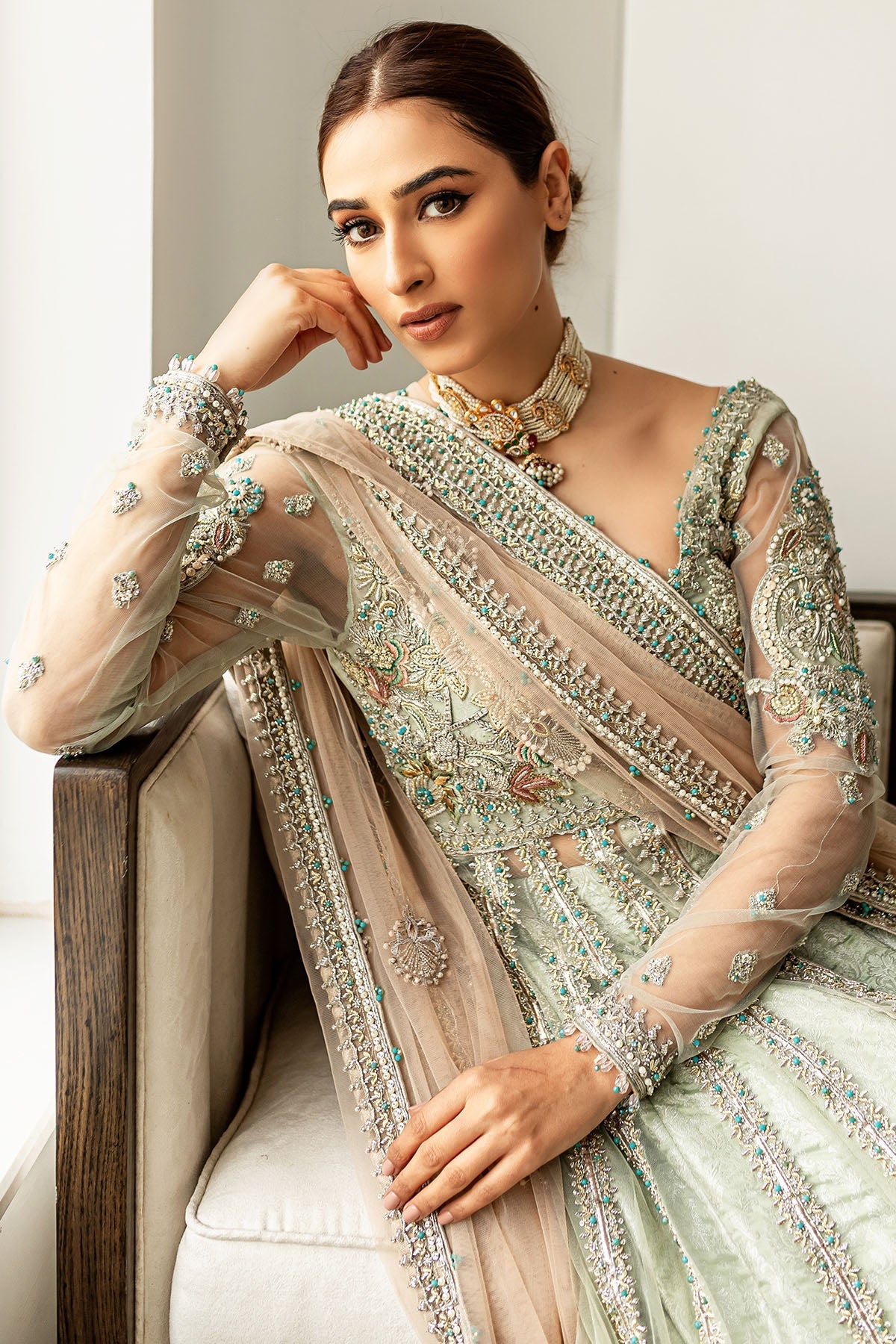 0101-SUBLIME HAND EMBELLISHED SILK NET STITCHED