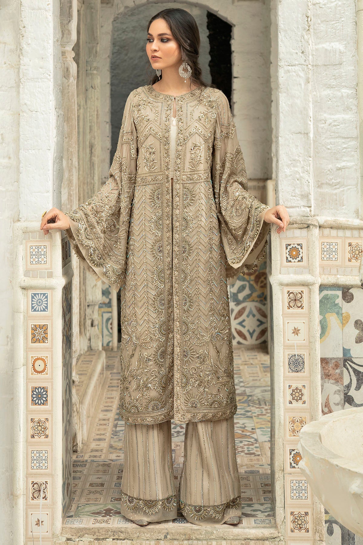 0107-MYSTIC HAND EMBELLISHED CHIFFON STITCHED