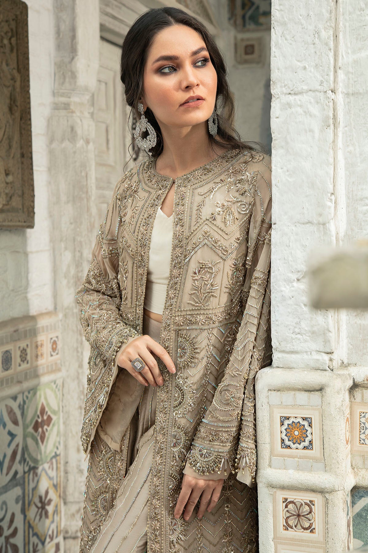 0107-MYSTIC HAND EMBELLISHED CHIFFON STITCHED