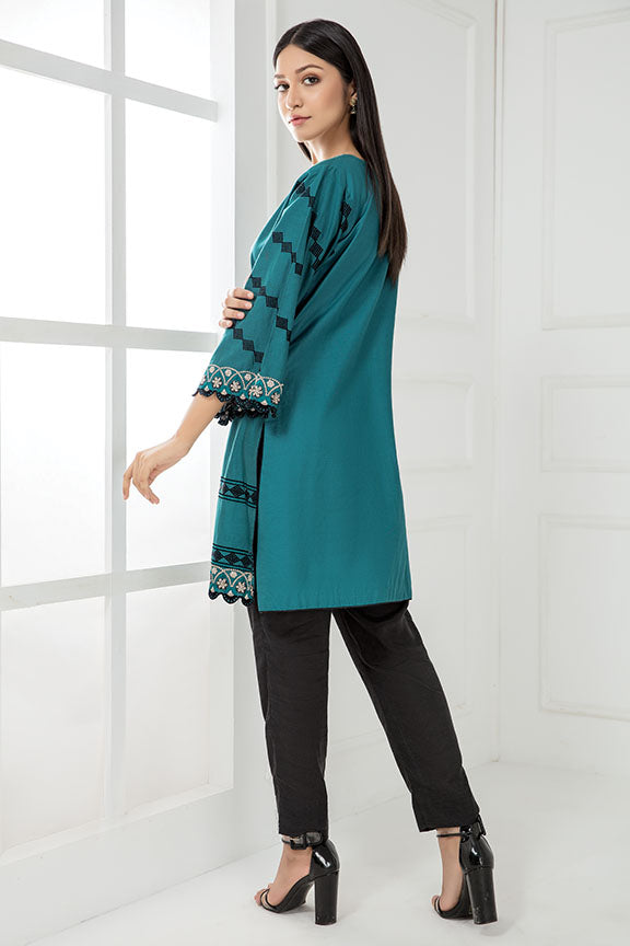 2242-MIDNIGHT-GREEN EMBROIDERED LAWN STITCHED