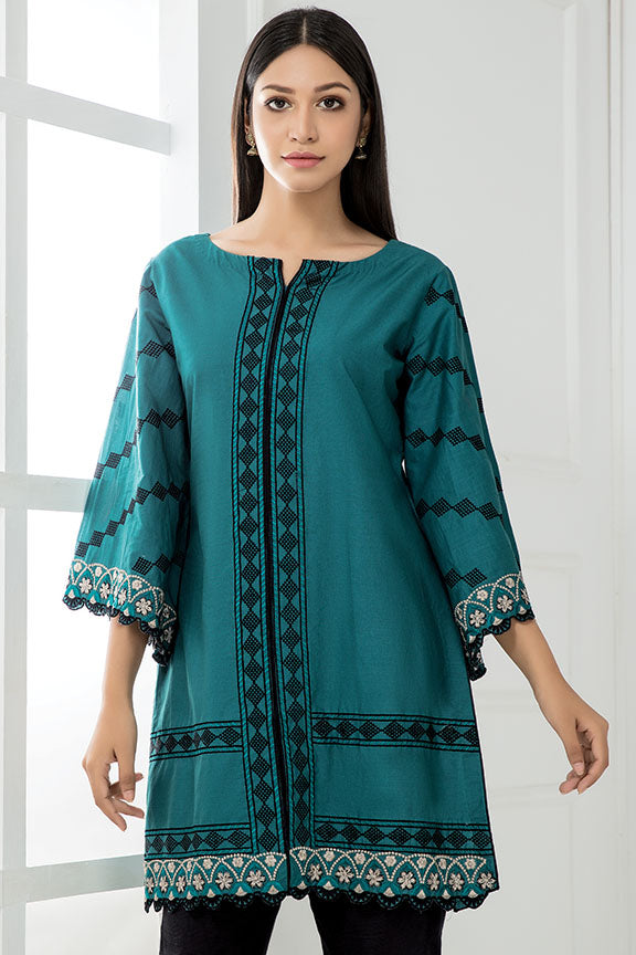 2242-MIDNIGHT-GREEN EMBROIDERED LAWN STITCHED