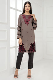 2280-COFFEE-BROWN EMBROIDERED LAWN STITCHED