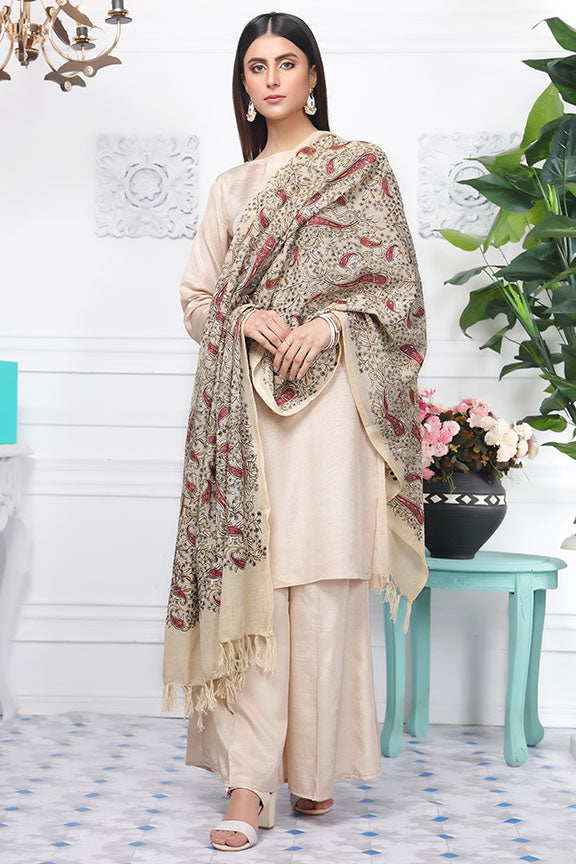 2411-LIGHT-FADED EMBROIDERED WOOL SHAWL